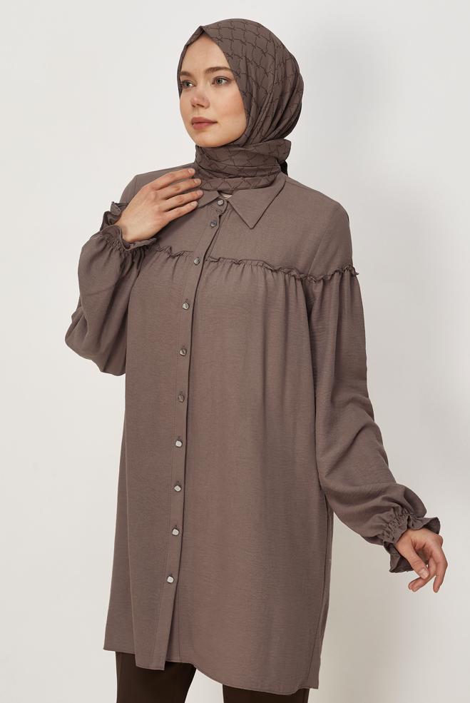 Vêtements hijab VISON TUNIQUE COL CHEMISE 45690 - ALVİNA