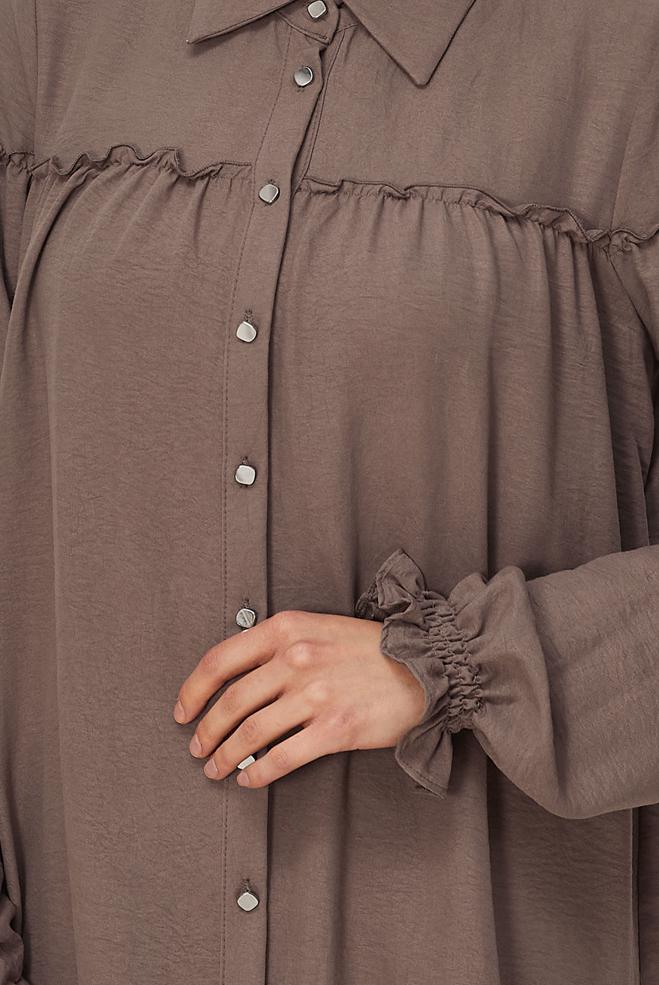 Vêtements hijab VISON TUNIQUE COL CHEMISE 45690 - ALVİNA