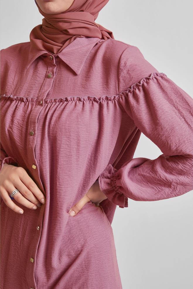 Hijab clothing PINK SHIRT COLLAR TUNIC 45690 - ALVİNA
