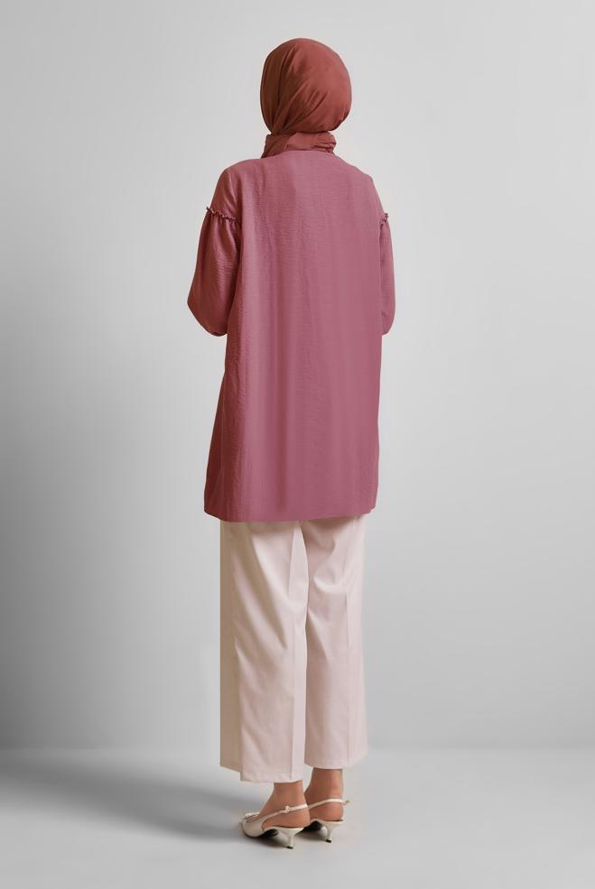 Hijab clothing PINK SHIRT COLLAR TUNIC 45690 - ALVİNA