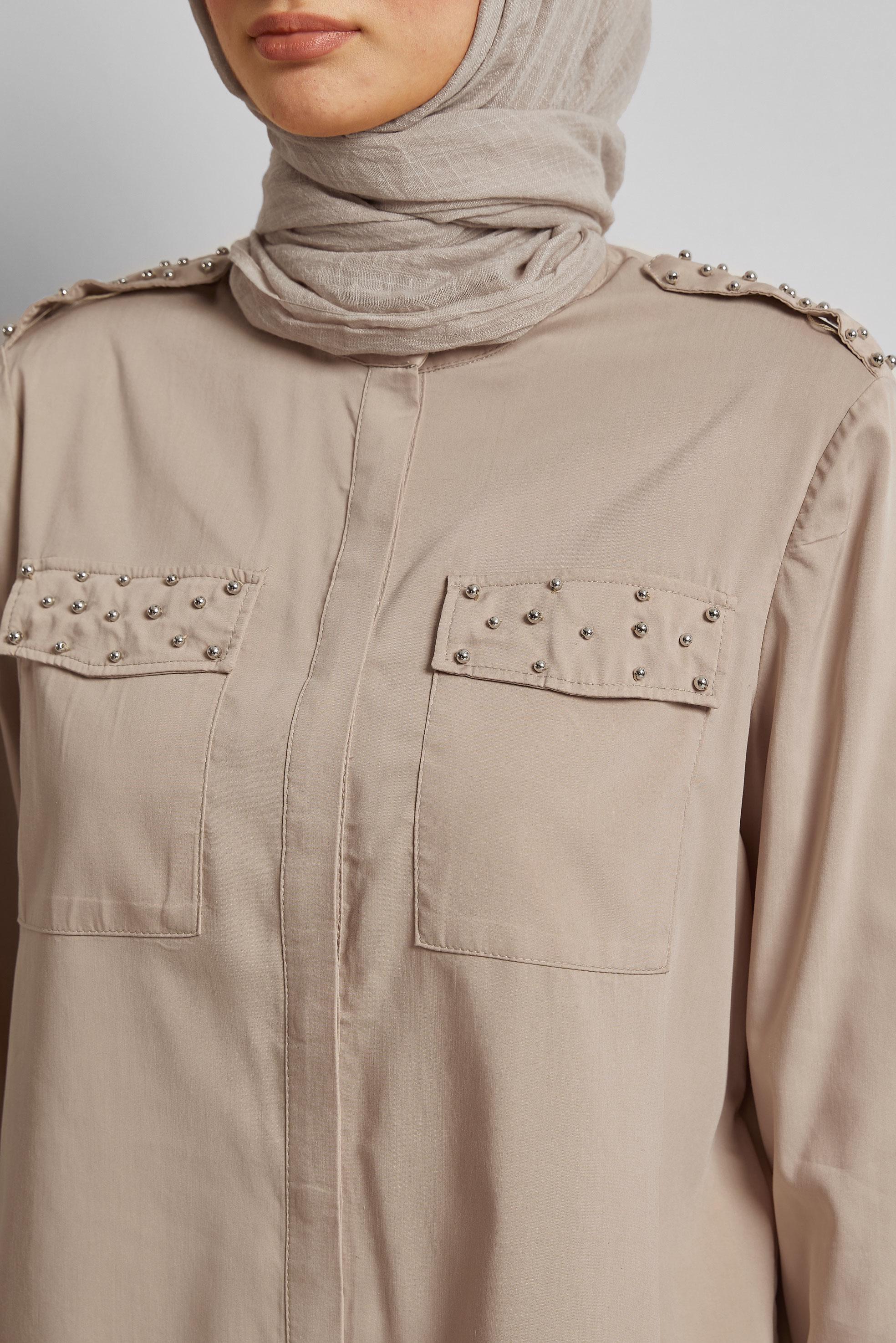 Vêtements hijab BEIGE TUNIQUE PERLÉE 45703