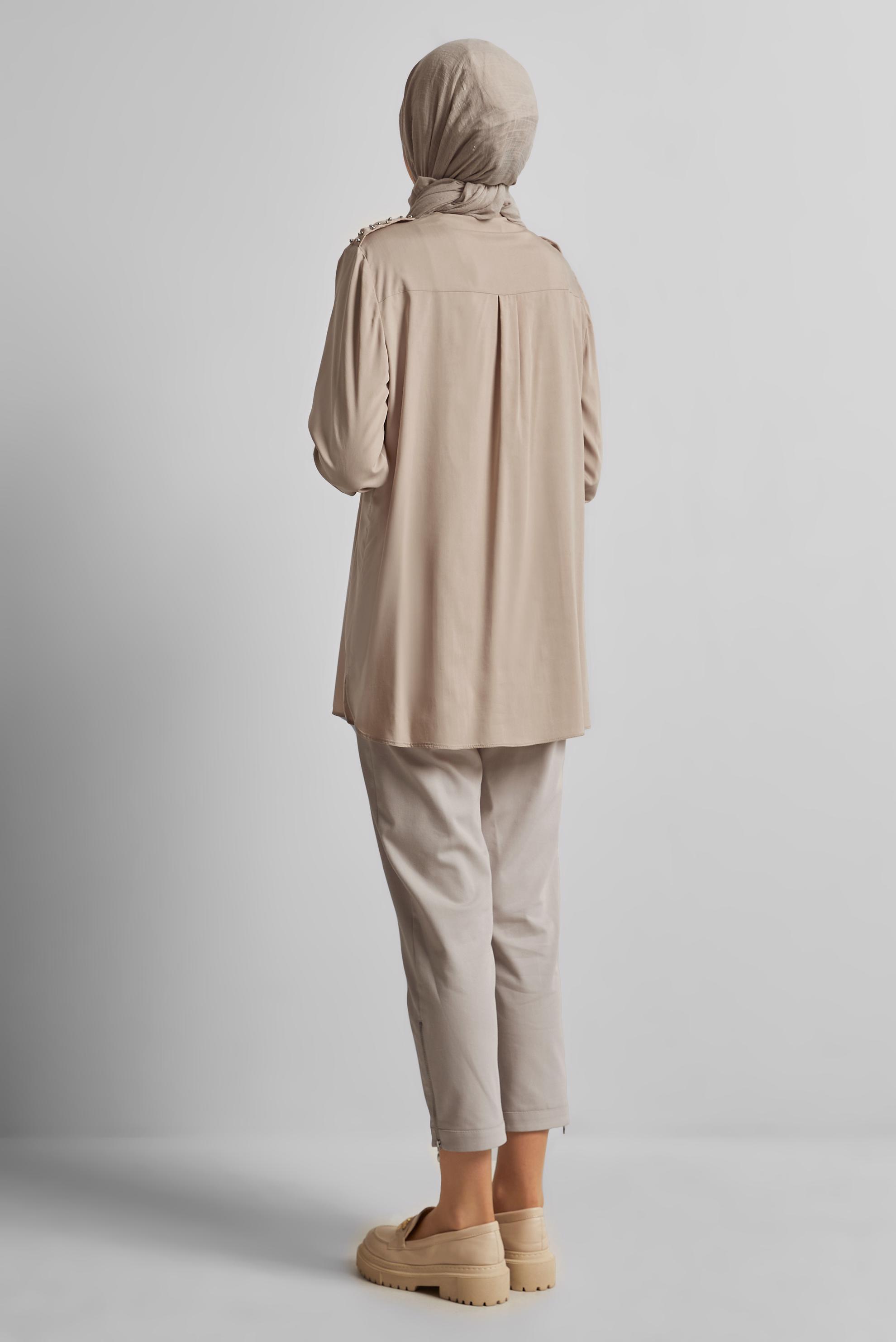 Vêtements hijab BEIGE TUNIQUE PERLÉE 45703