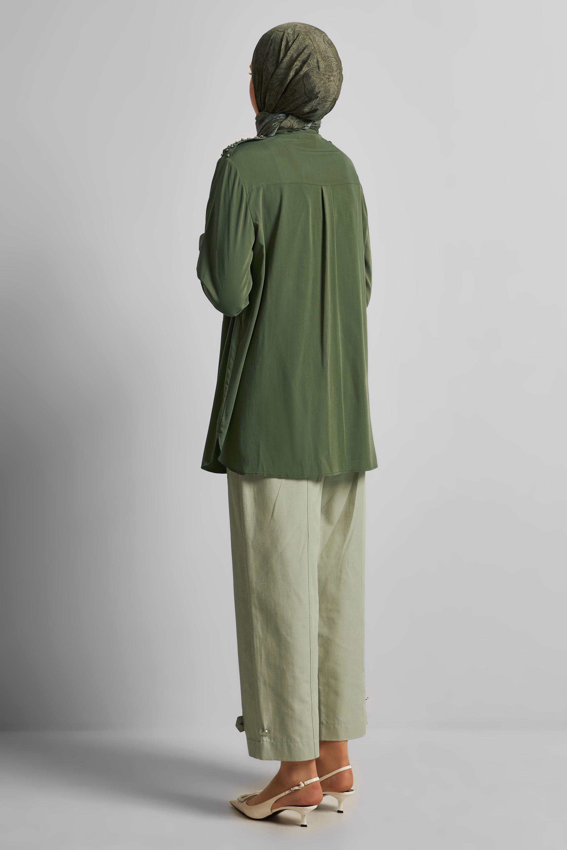 Vêtements hijab KAKI TUNIQUE PERLÉE 45703