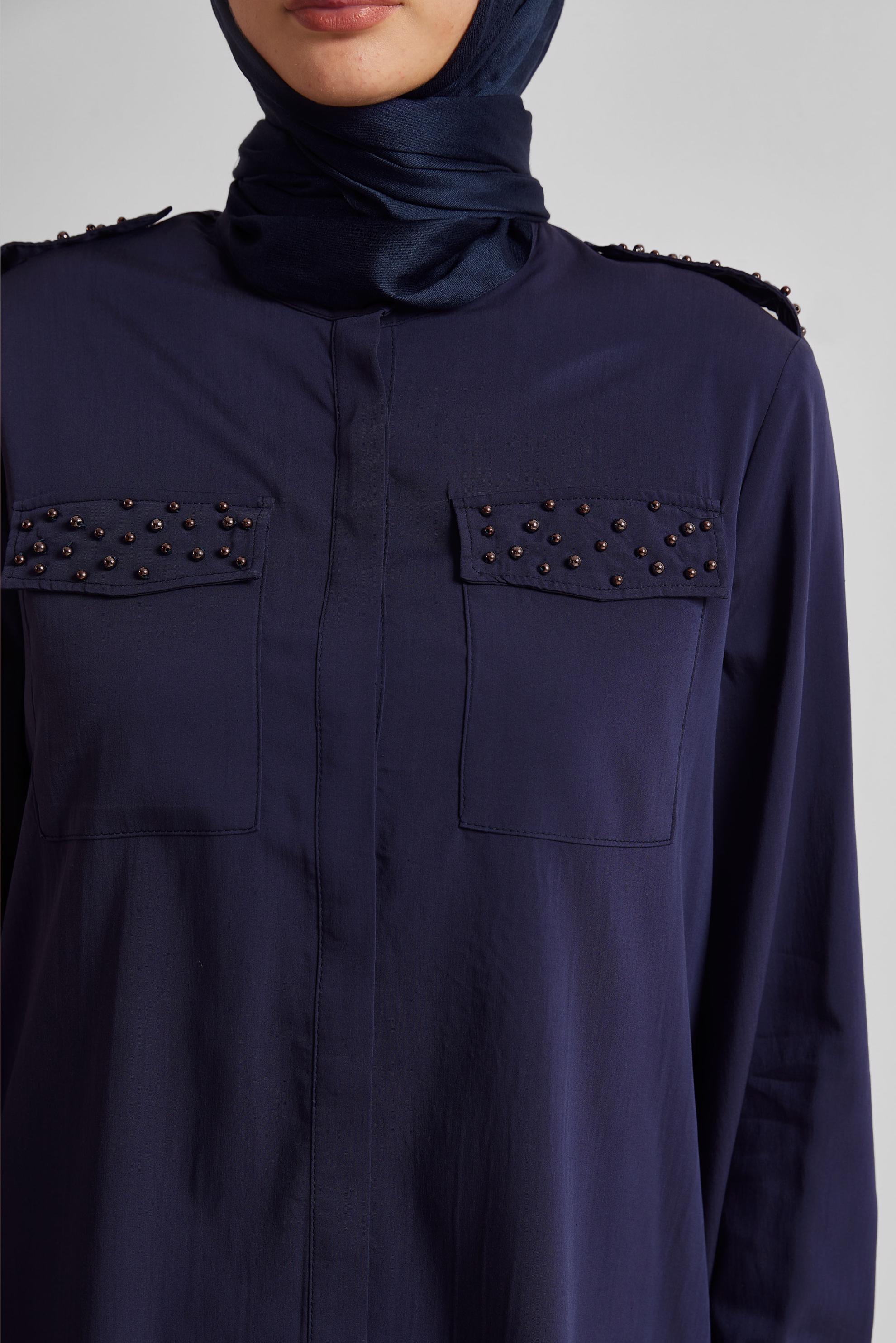 Vêtements hijab BLEU MARINE TUNIQUE PERLÉE 45703