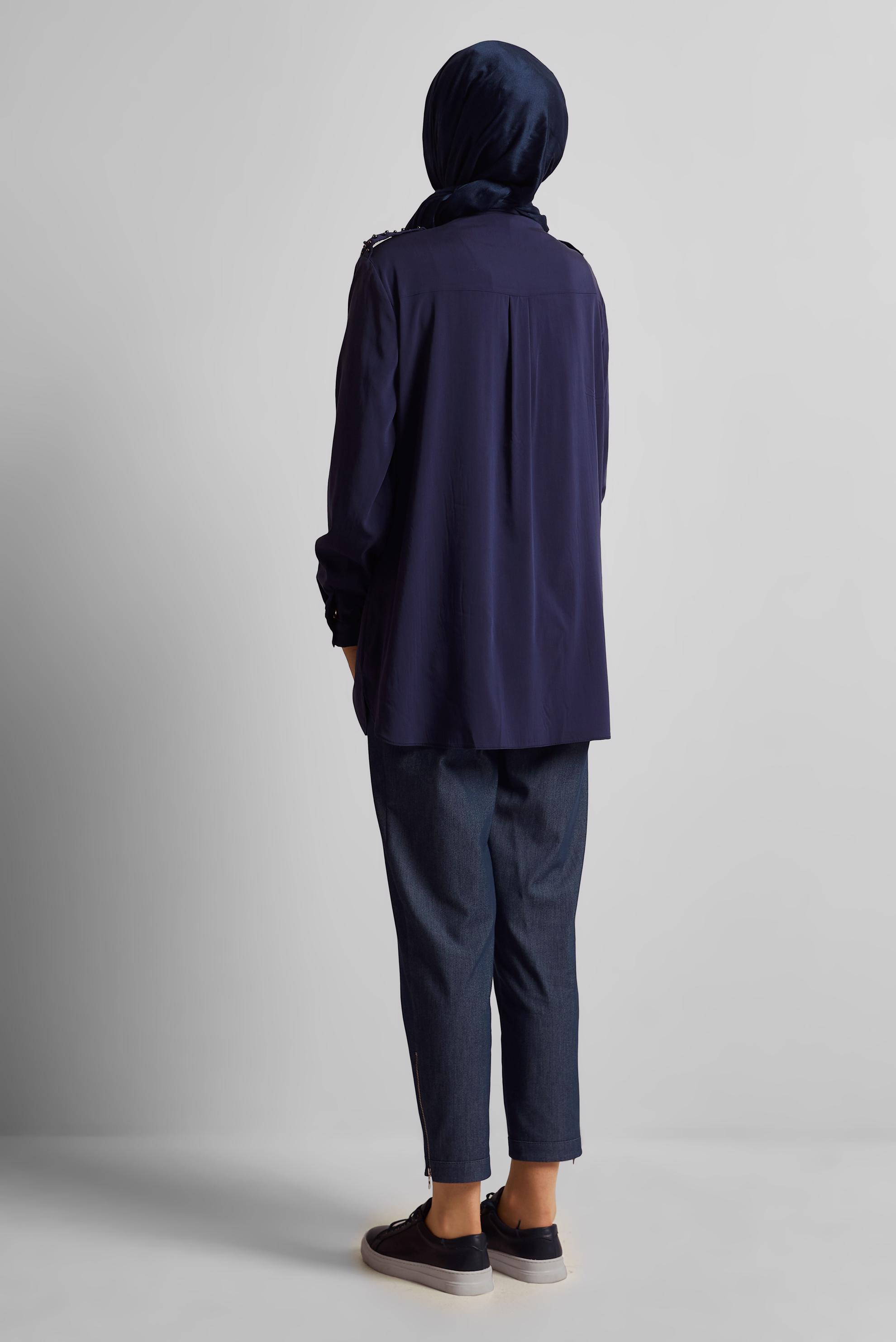 Vêtements hijab BLEU MARINE TUNIQUE PERLÉE 45703