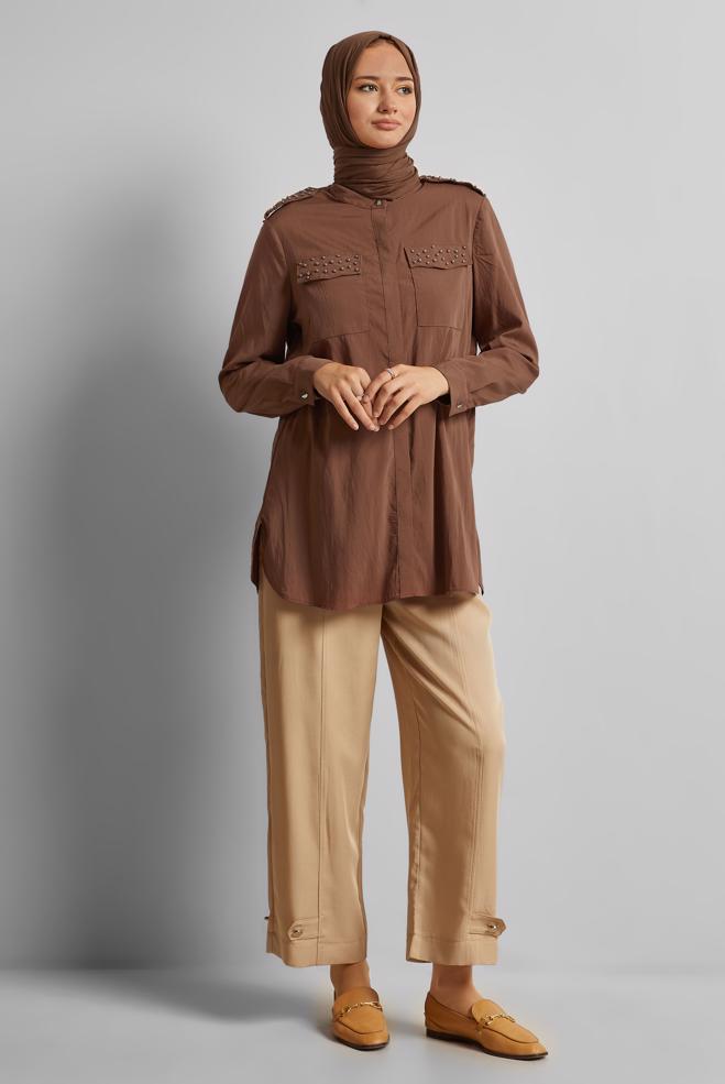 Vêtements hijab TABA TUNIQUE PERLÉE 45703 - ALVİNA