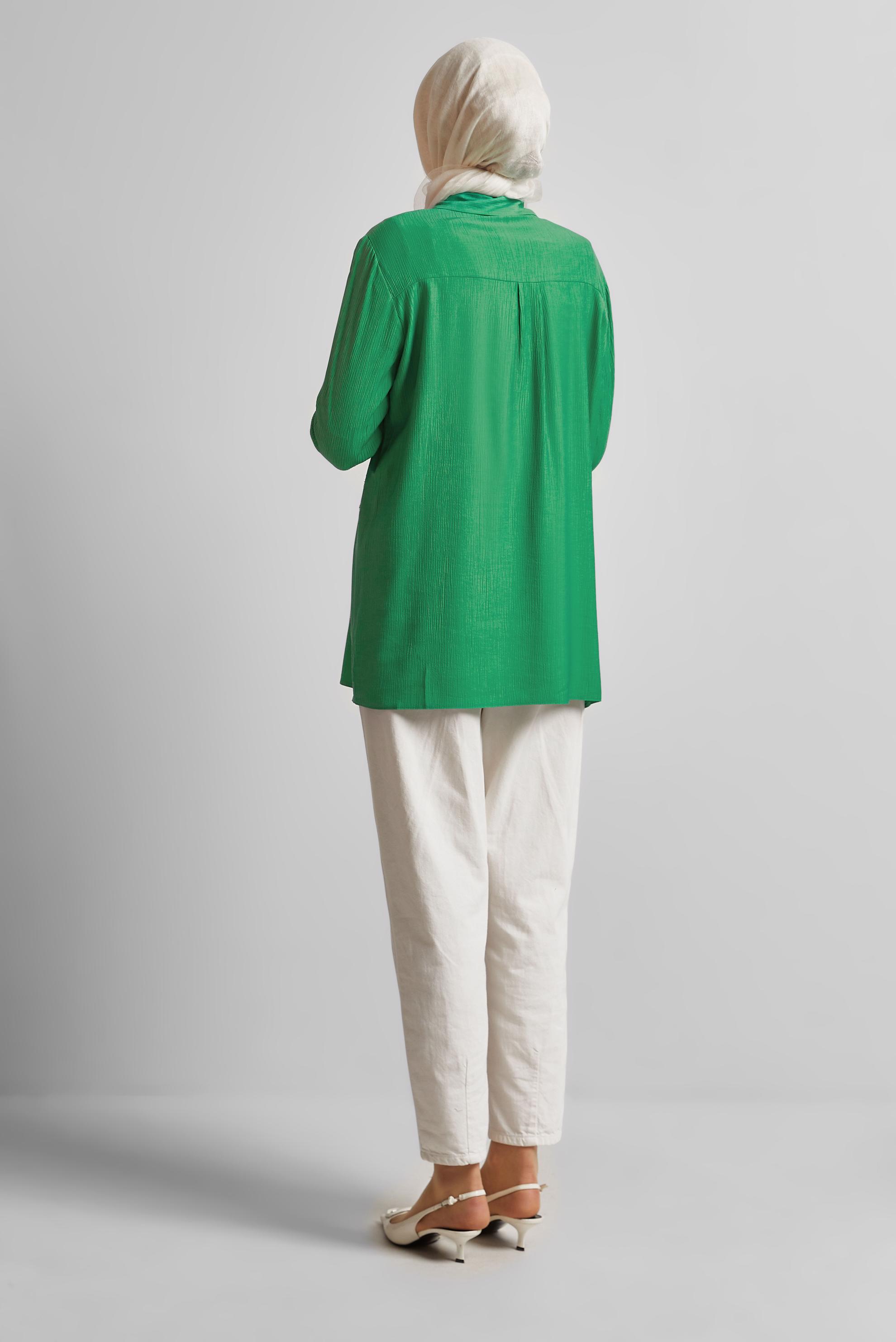 Tesettür giyim YEŞİL BONCUK İŞLEMELİ TUNİK 45709