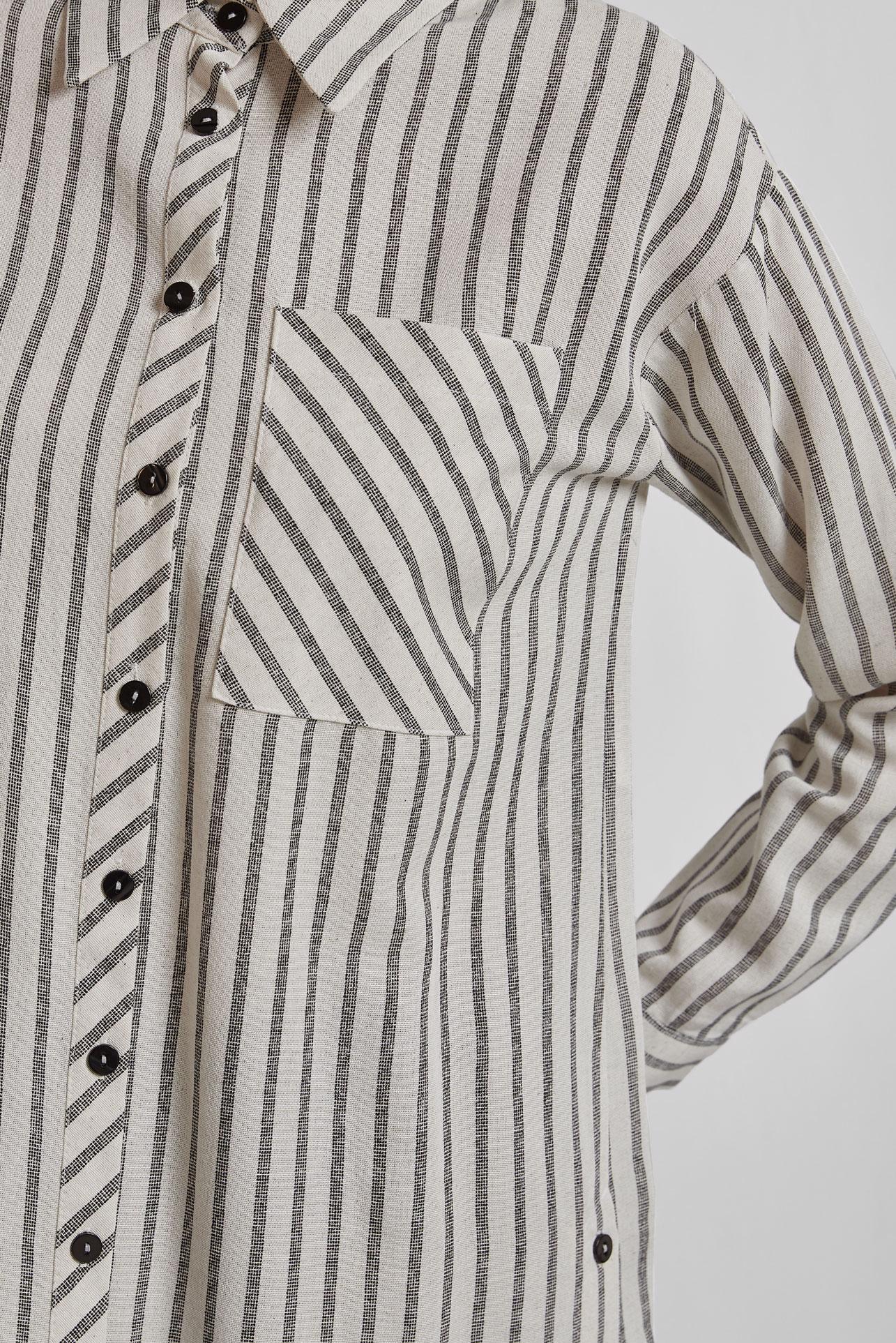 Tesettür giyim SİYAH ÇİZGİLİ KETEN TUNİK 45714