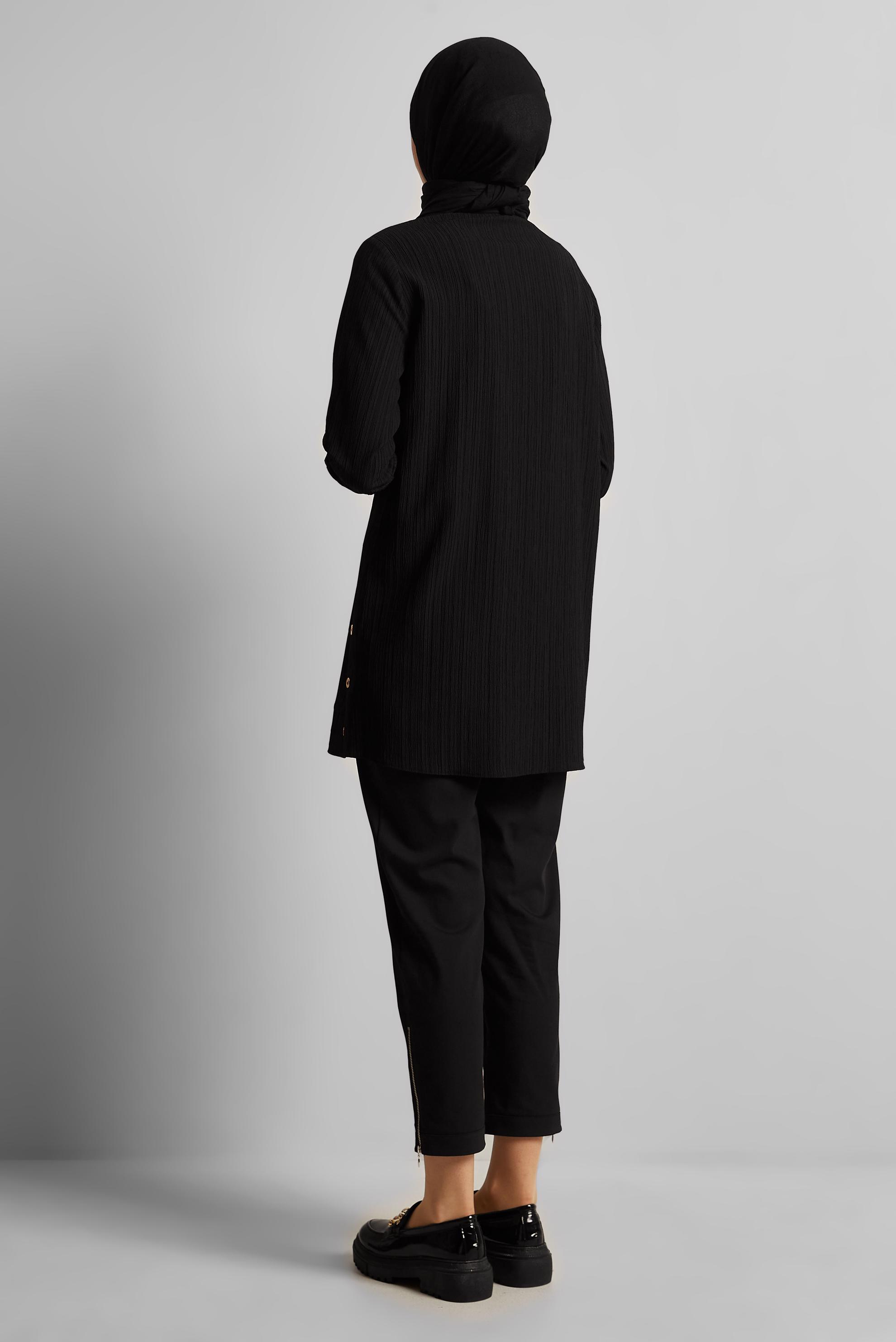 Tesettür giyim SİYAH ZİNCİR DETAYLI TUNİK 45722