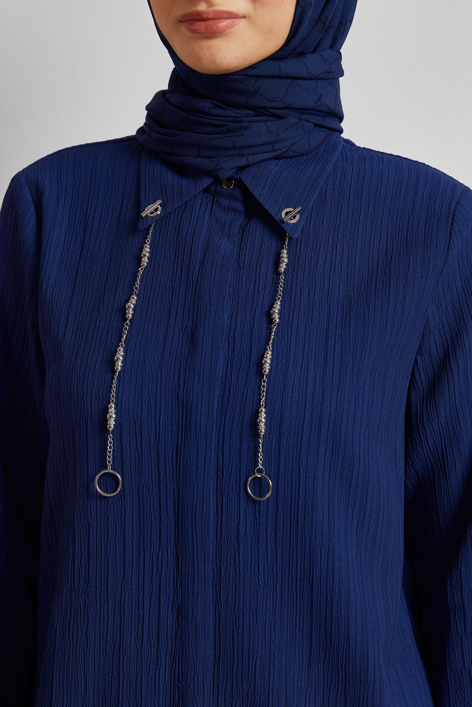 Tesettür giyim LACİVERT ZİNCİR DETAYLI TUNİK 45722