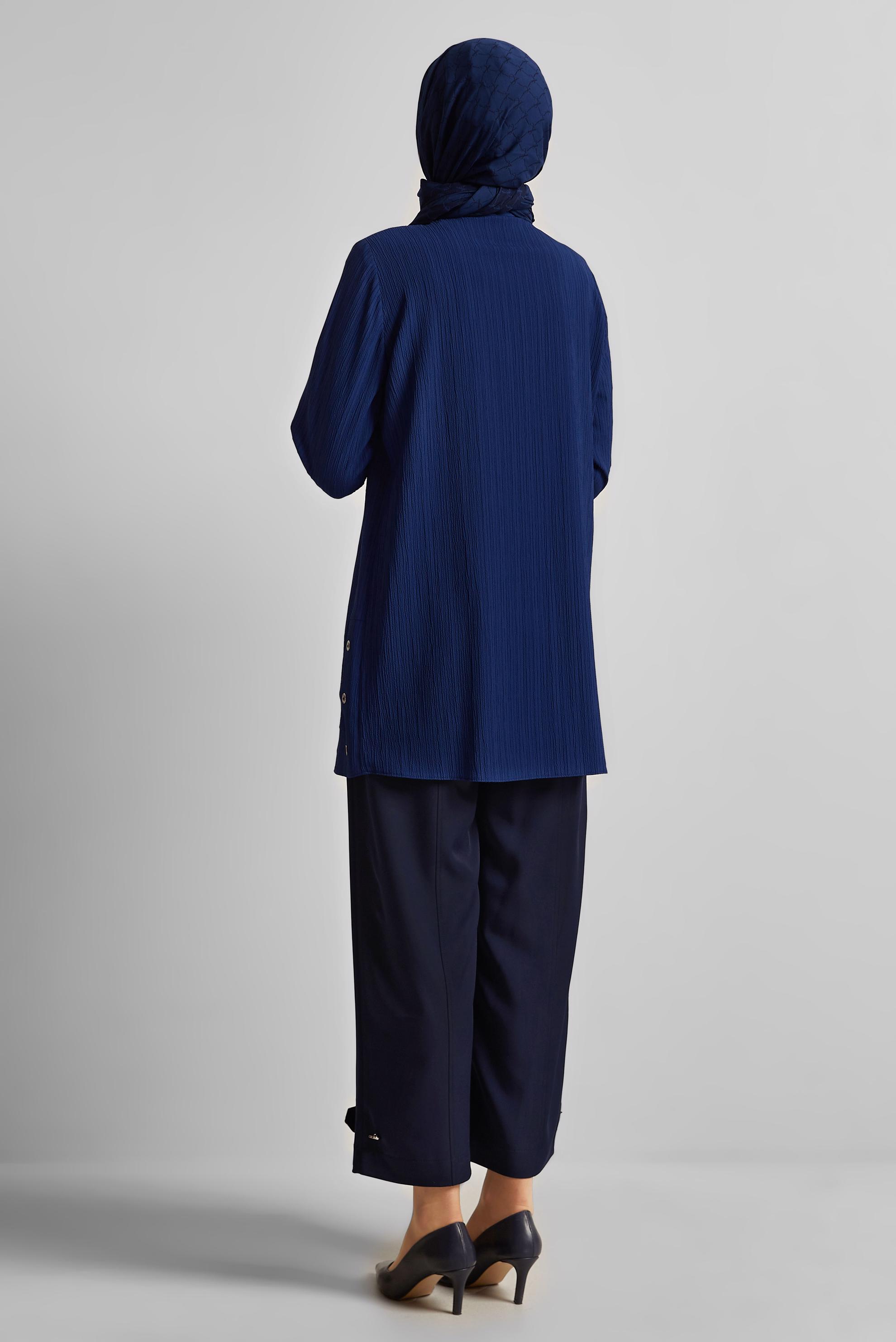 Tesettür giyim LACİVERT ZİNCİR DETAYLI TUNİK 45722