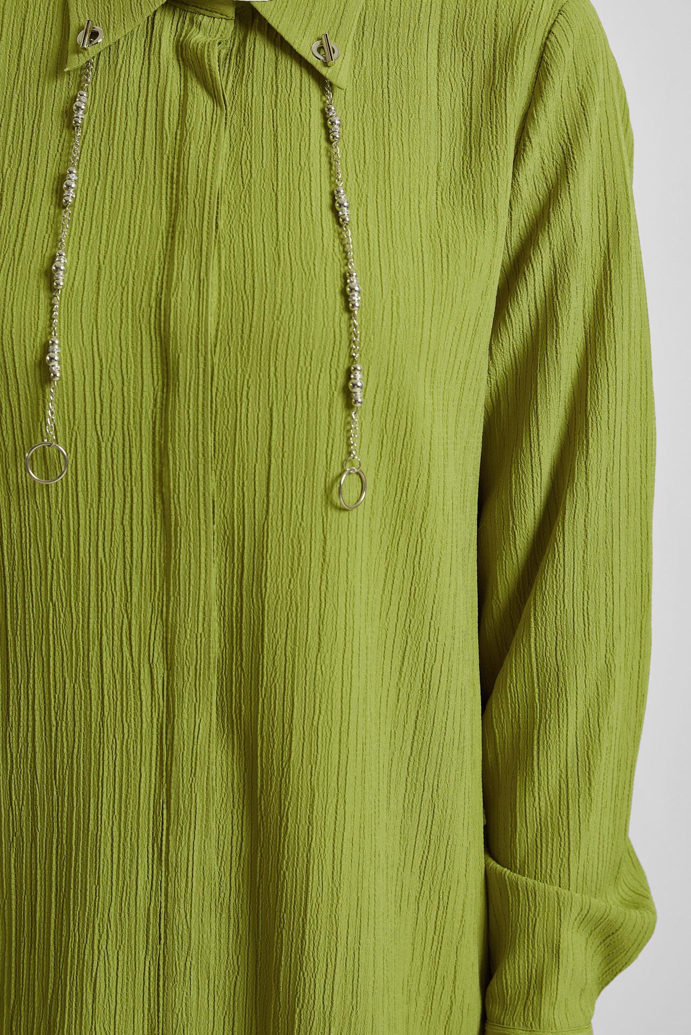 Tesettür giyim YEŞİL ZİNCİR DETAYLI TUNİK 45722