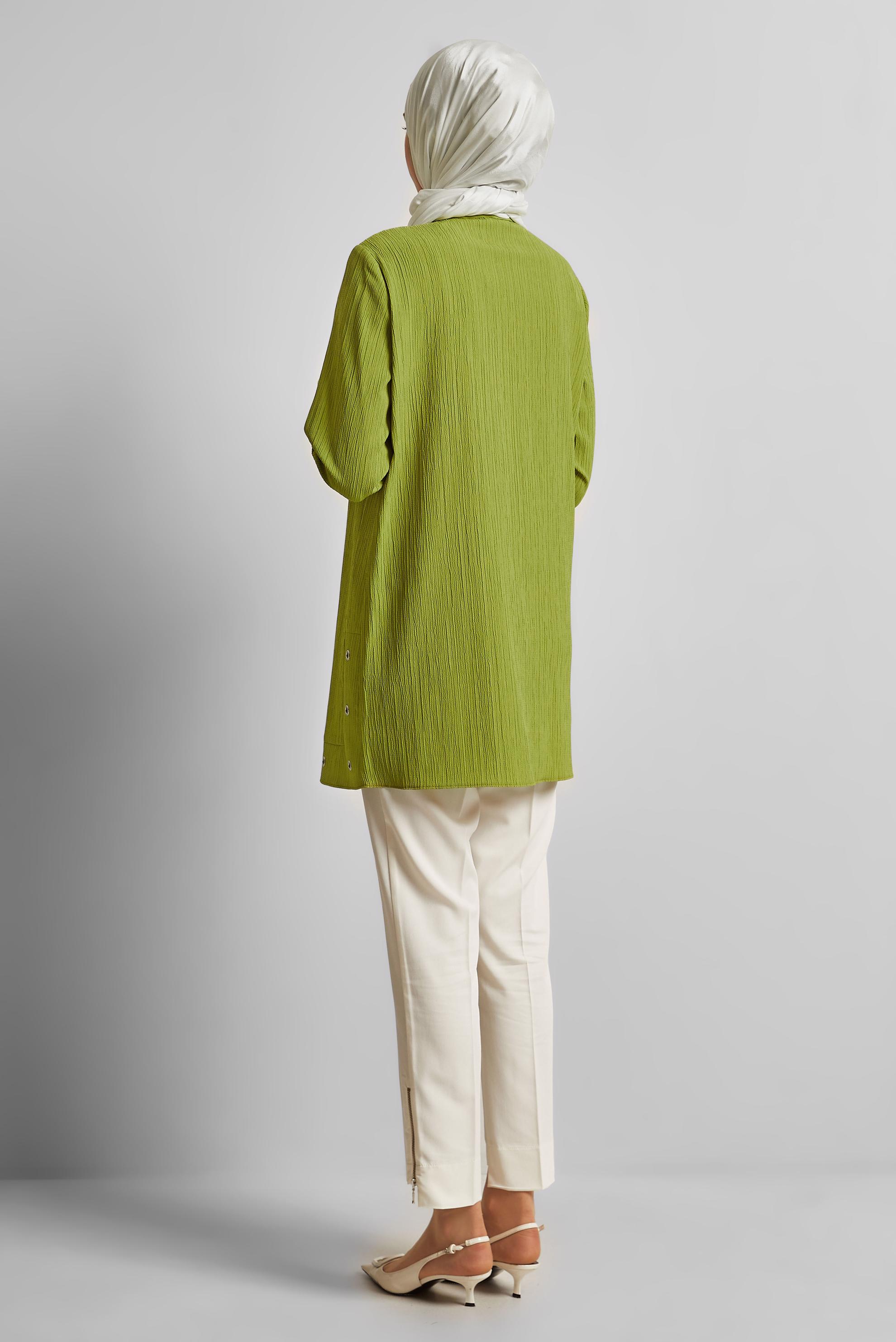 Tesettür giyim YEŞİL ZİNCİR DETAYLI TUNİK 45722