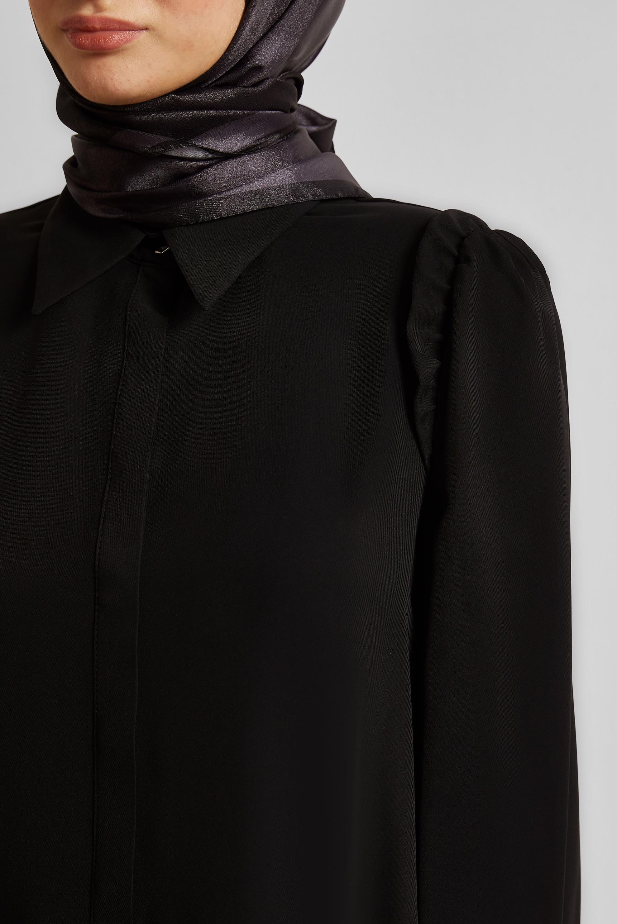 Tesettür giyim SİYAH GÖMLEK YAKA TUNİK 45723