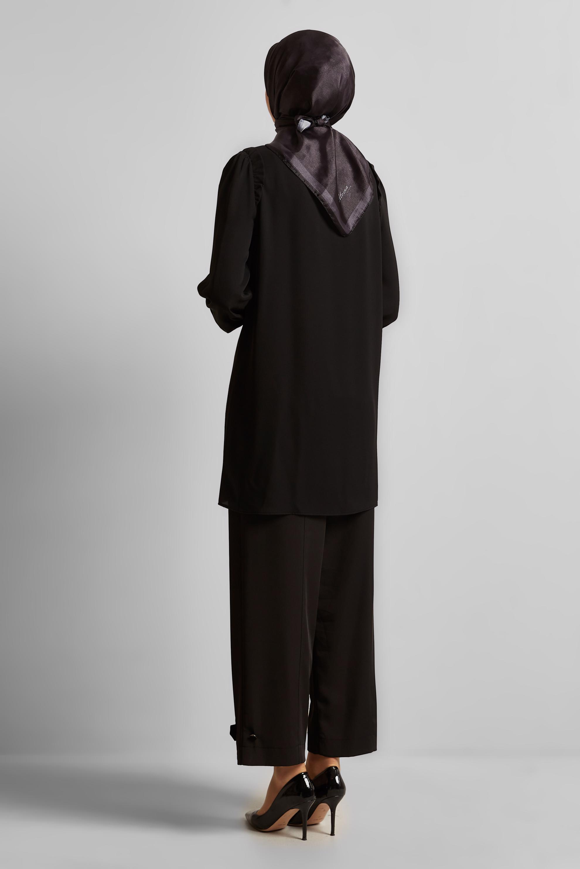 Tesettür giyim SİYAH GÖMLEK YAKA TUNİK 45723