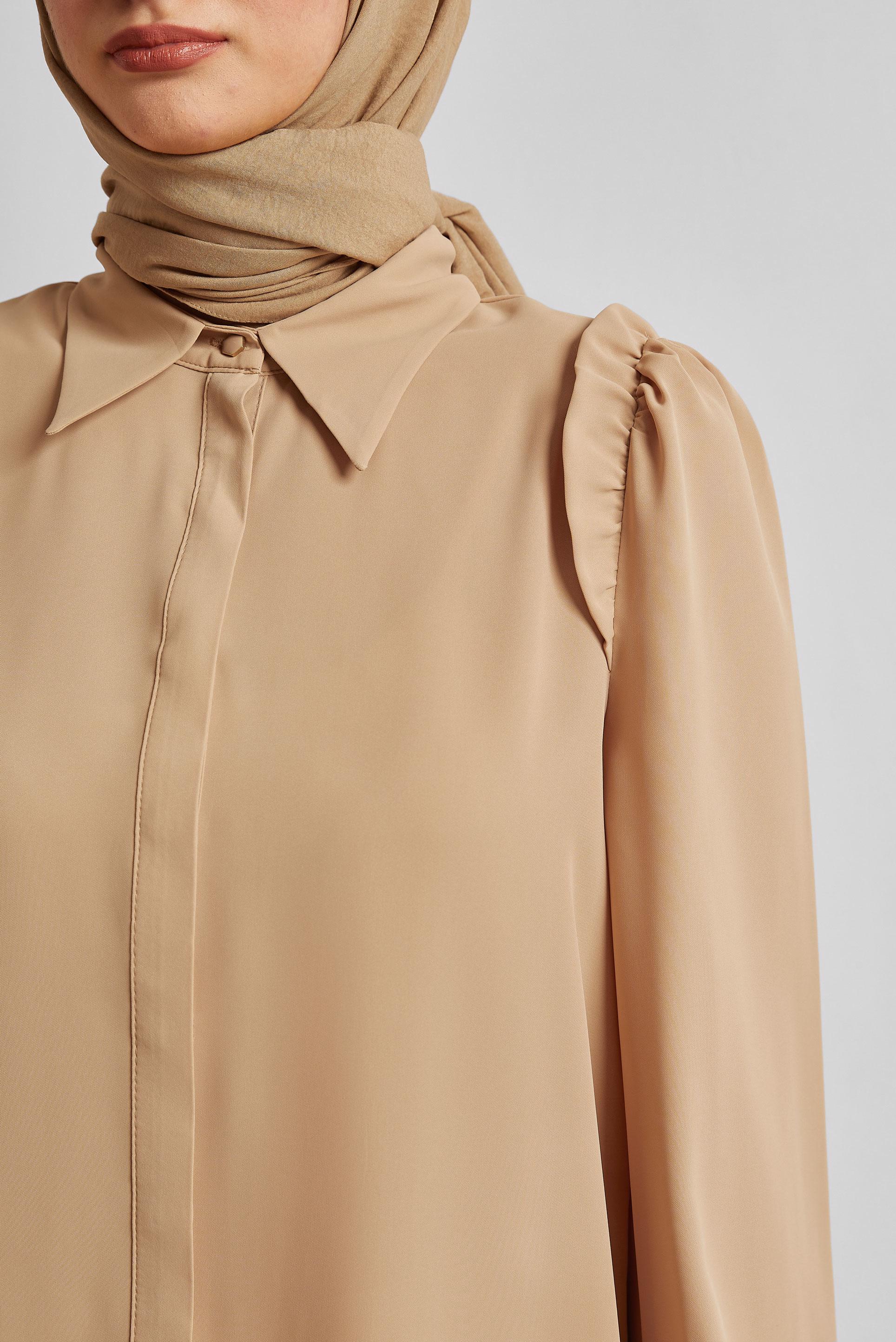 Vêtements hijab BEIGE TUNIQUE COL CHEMISE 45723