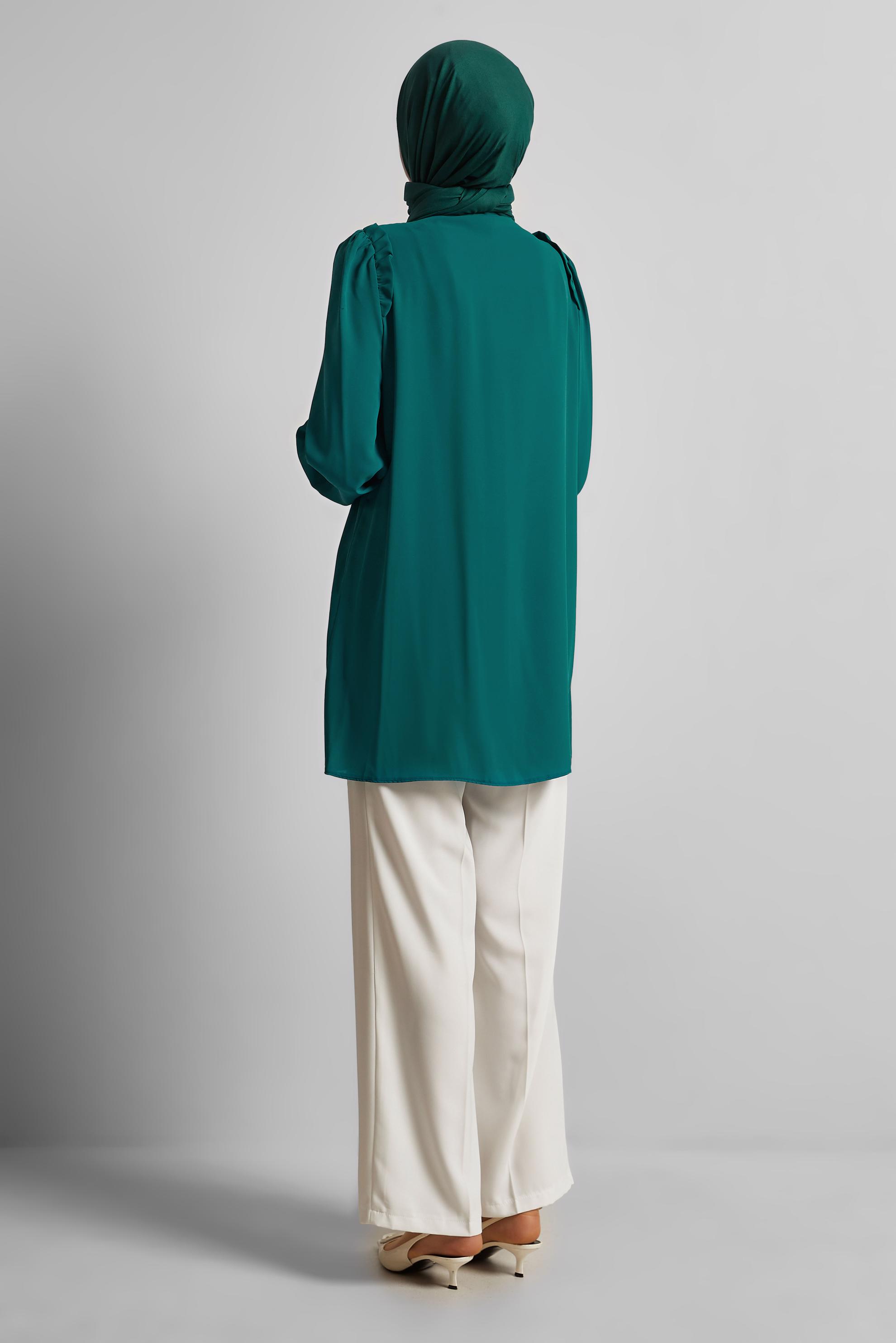 Tesettür giyim MAVİ GÖMLEK YAKA TUNİK 45723