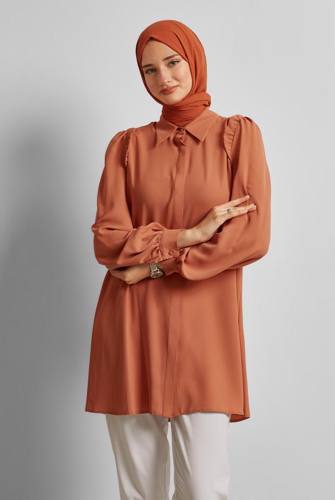 Vêtements hijab TABA TUNIQUE COL CHEMISE 45723 - ALVİNA