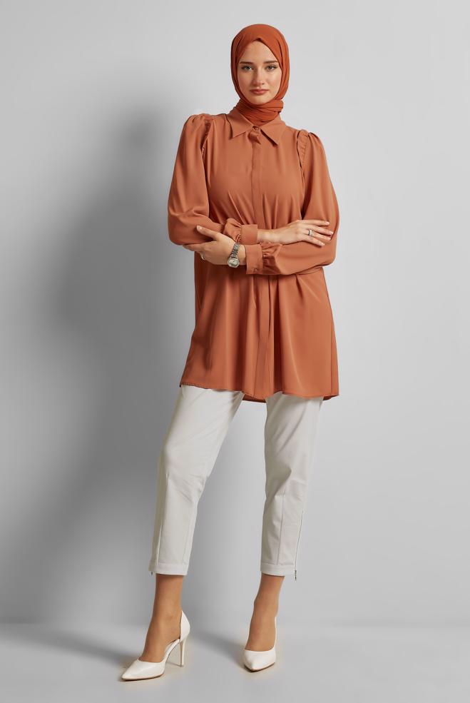 Vêtements hijab TABA TUNIQUE COL CHEMISE 45723 - ALVİNA