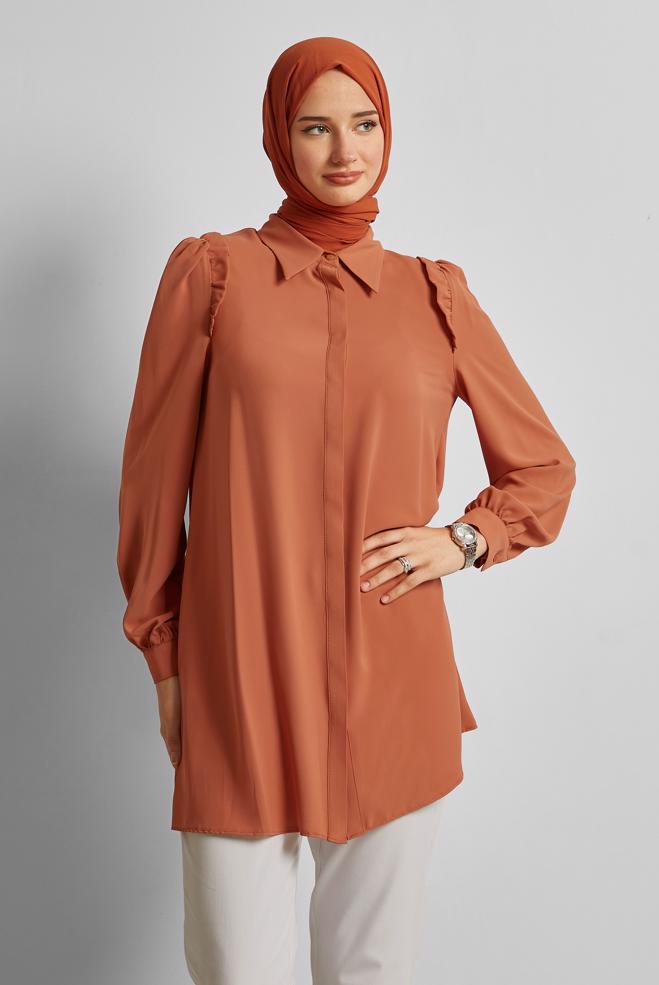Vêtements hijab TABA TUNIQUE COL CHEMISE 45723 - ALVİNA