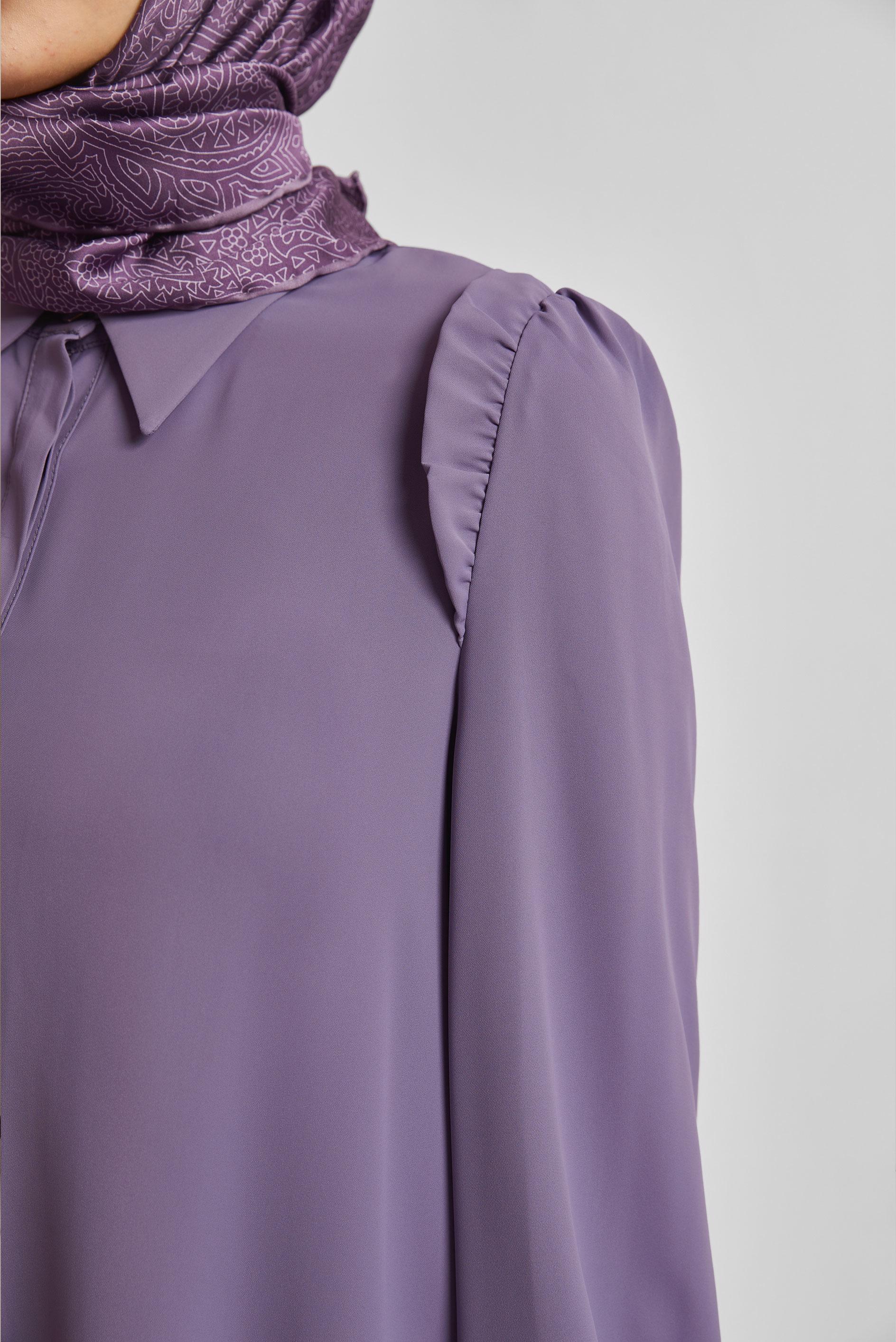 Tesettür giyim MOR GÖMLEK YAKA TUNİK 45723