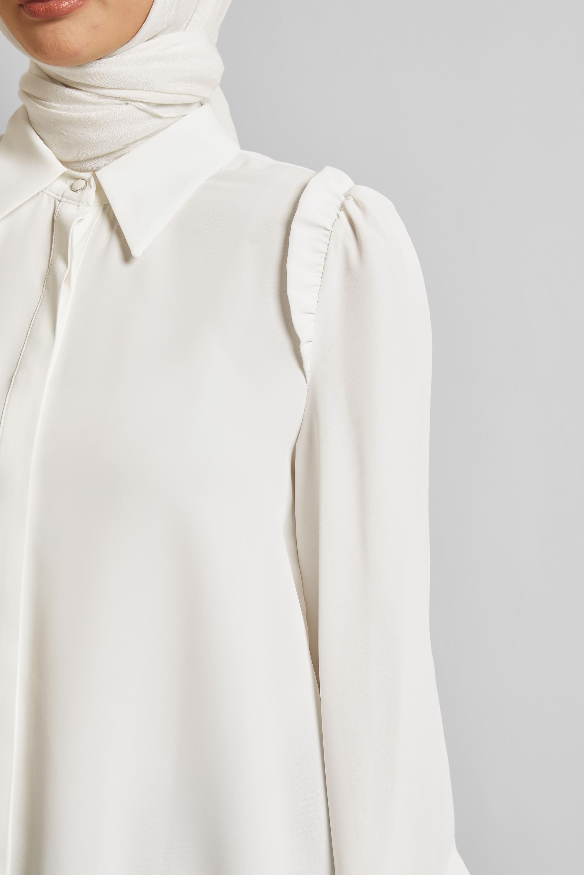 Tesettür giyim BEYAZ GÖMLEK YAKA TUNİK 45723