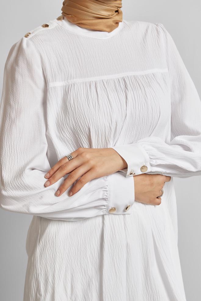 Hijab-Kleidung WEISS TUNIKA MIT KNOPFDETAIL 45731 - ALVİNA
