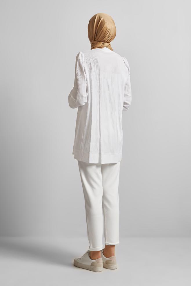 Hijab-Kleidung WEISS TUNIKA MIT KNOPFDETAIL 45731 - ALVİNA
