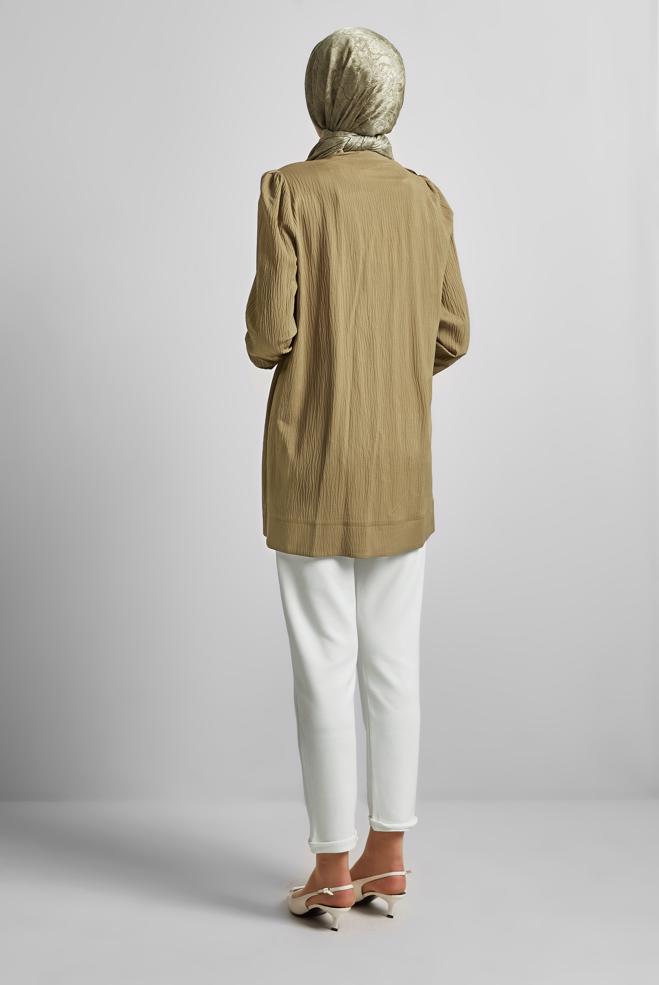 Hijab-Kleidung BRAUN TUNIKA MIT KNOPFDETAIL 45731 - ALVİNA