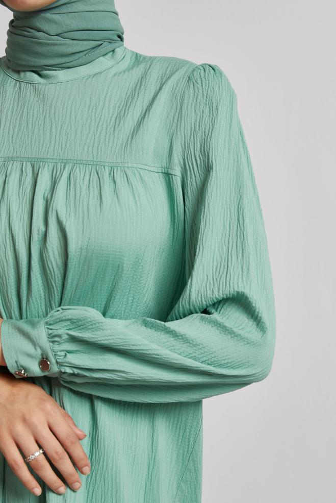 Hijab-Kleidung GRÜN TUNIKA MIT KNOPFDETAIL 45731 - ALVİNA
