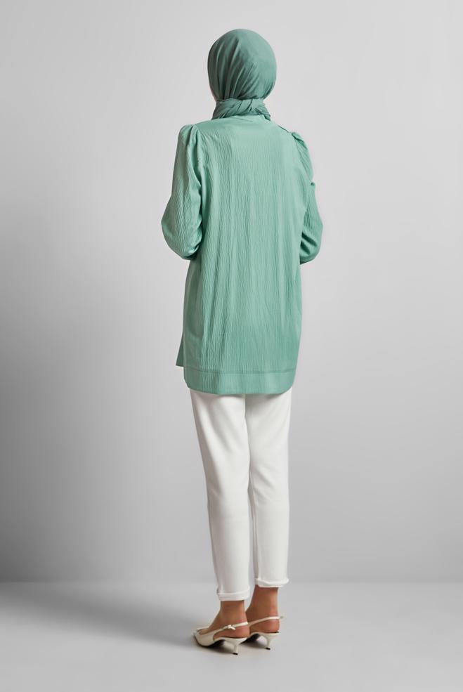Hijab-Kleidung GRÜN TUNIKA MIT KNOPFDETAIL 45731 - ALVİNA