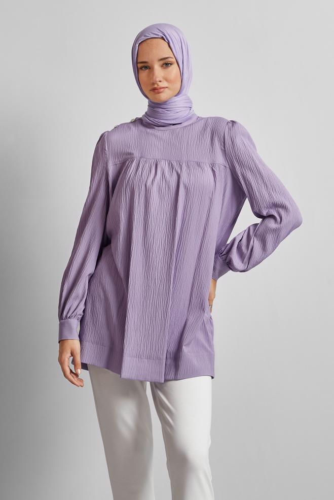 Hijab-Kleidung DAMSON TUNIKA MIT KNOPFDETAIL 45731 - ALVİNA