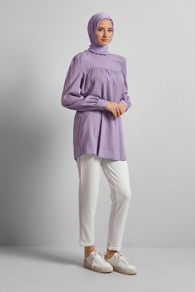 Hijab-Kleidung DAMSON TUNIKA MIT KNOPFDETAIL 45731 - ALVİNA