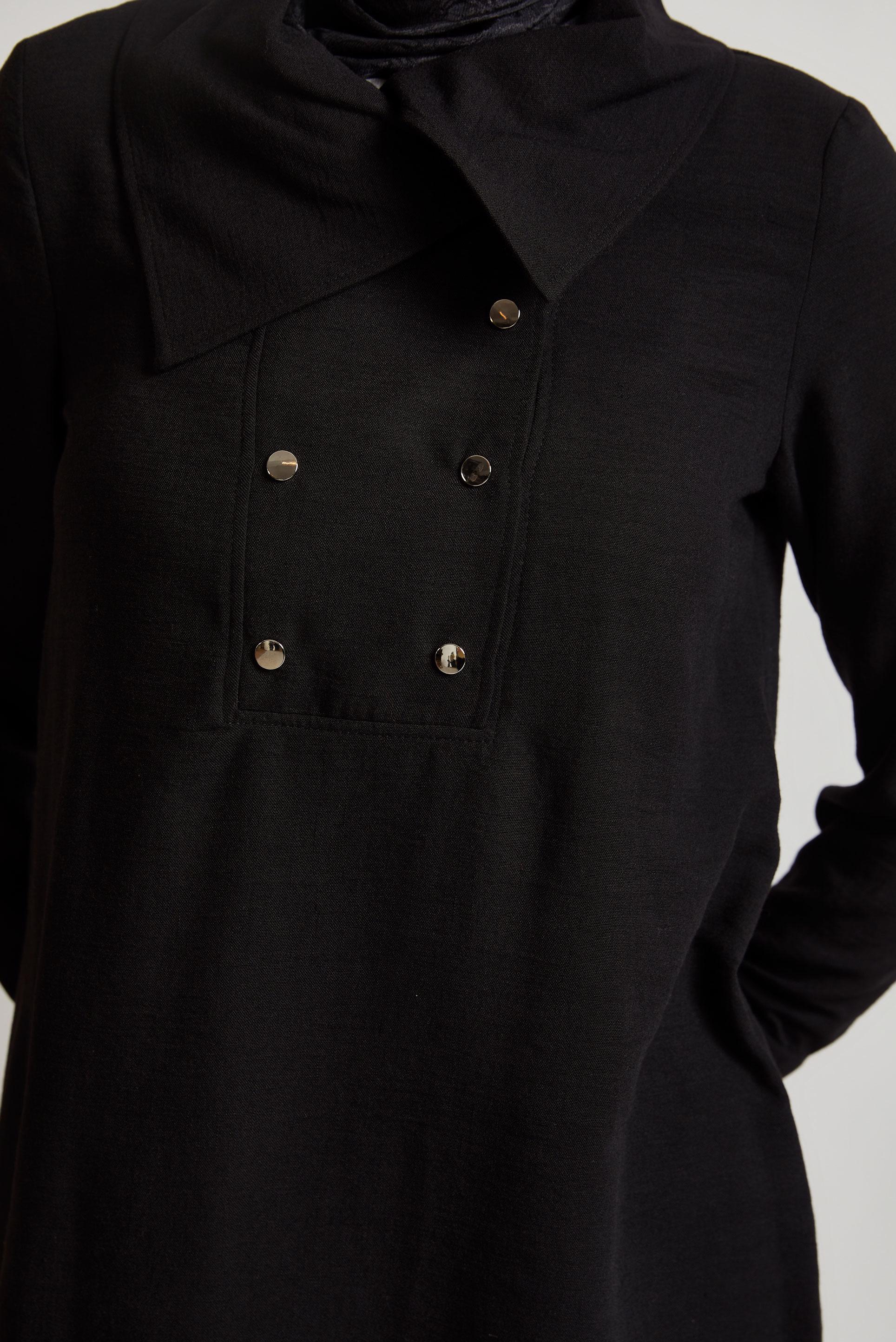 Tesettür giyim SİYAH ÇITÇIT DETAYLI TUNİK 45733