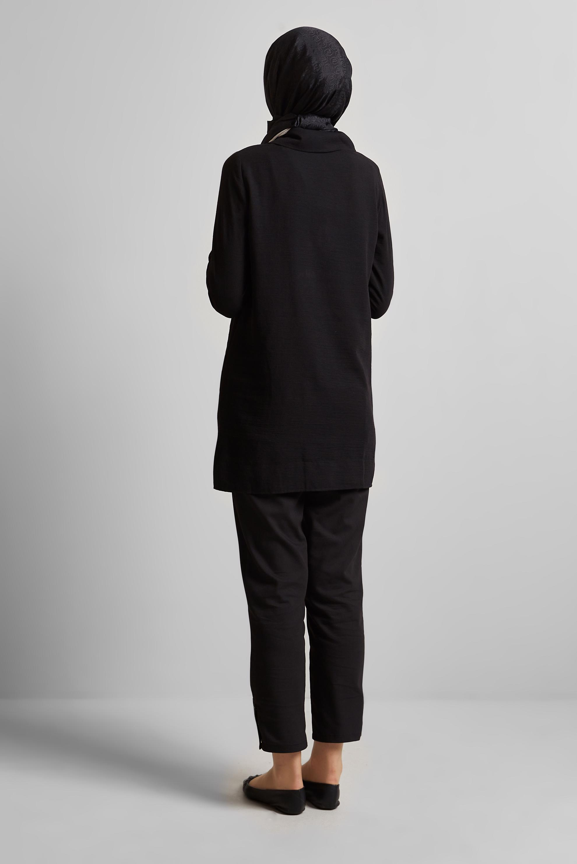 Tesettür giyim SİYAH ÇITÇIT DETAYLI TUNİK 45733