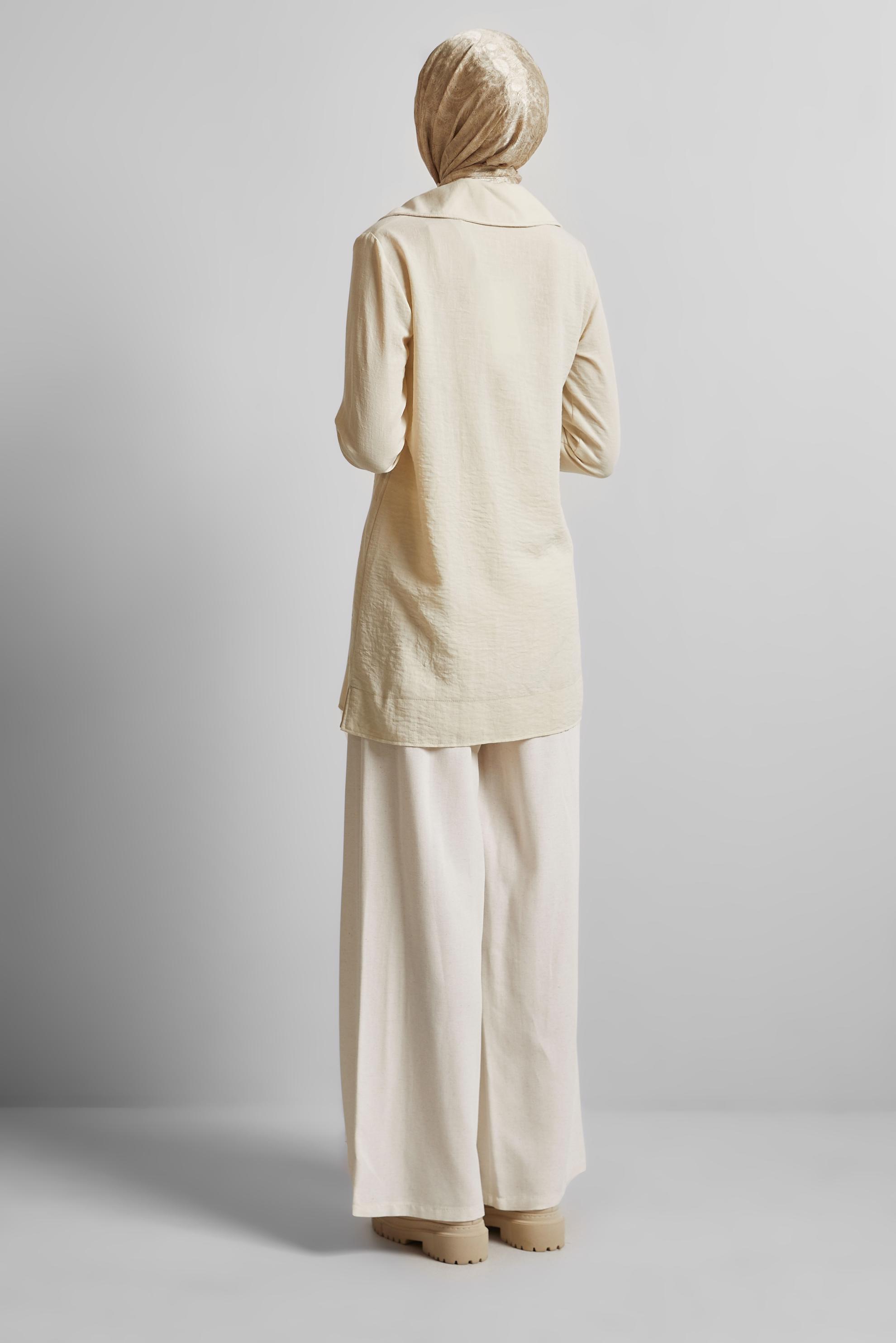 Tesettür giyim EKRU ÇITÇIT DETAYLI TUNİK 45733