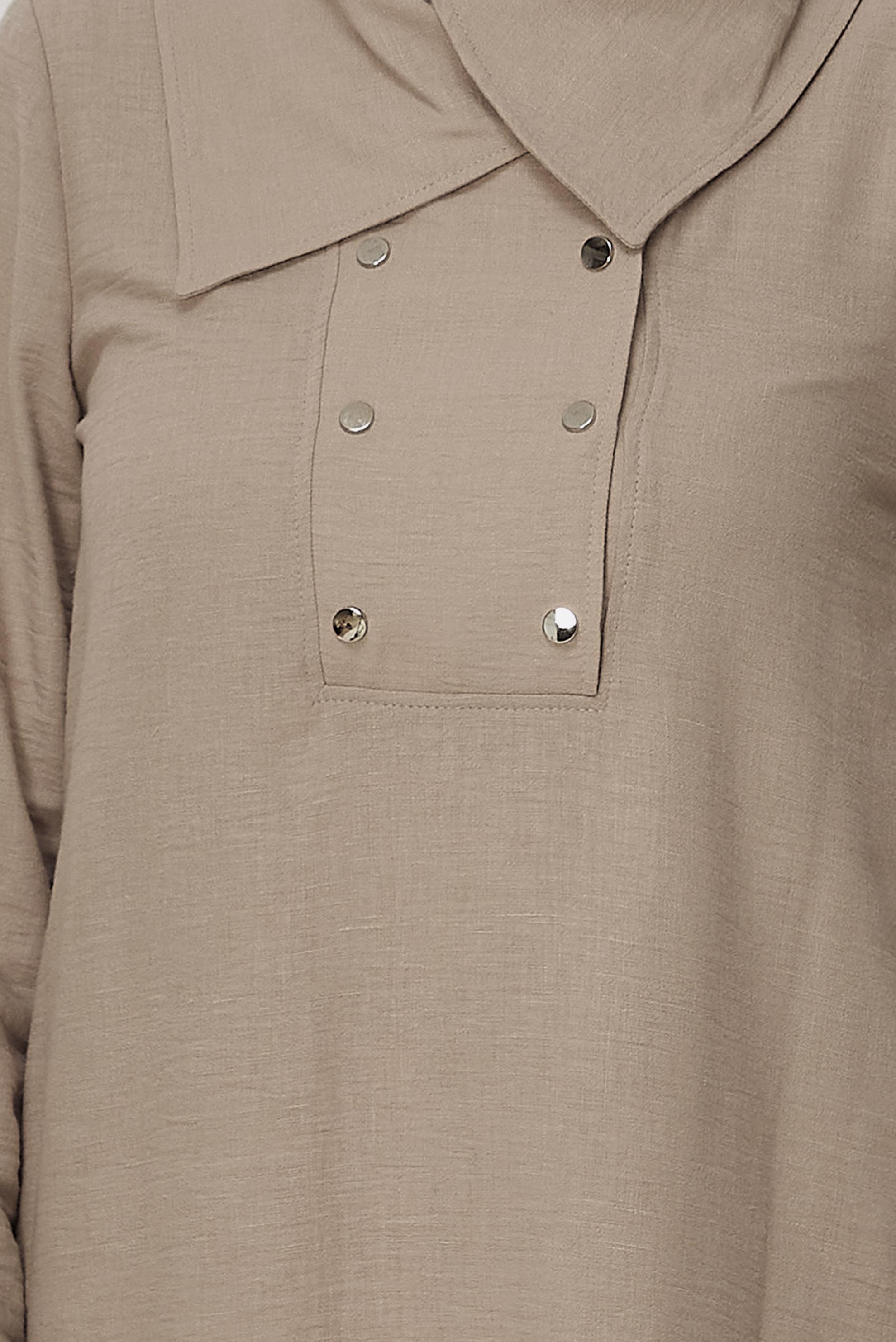 Vêtements hijab BEIGE TUNIQUE DÉTAILLÉE À PRESSION 45733