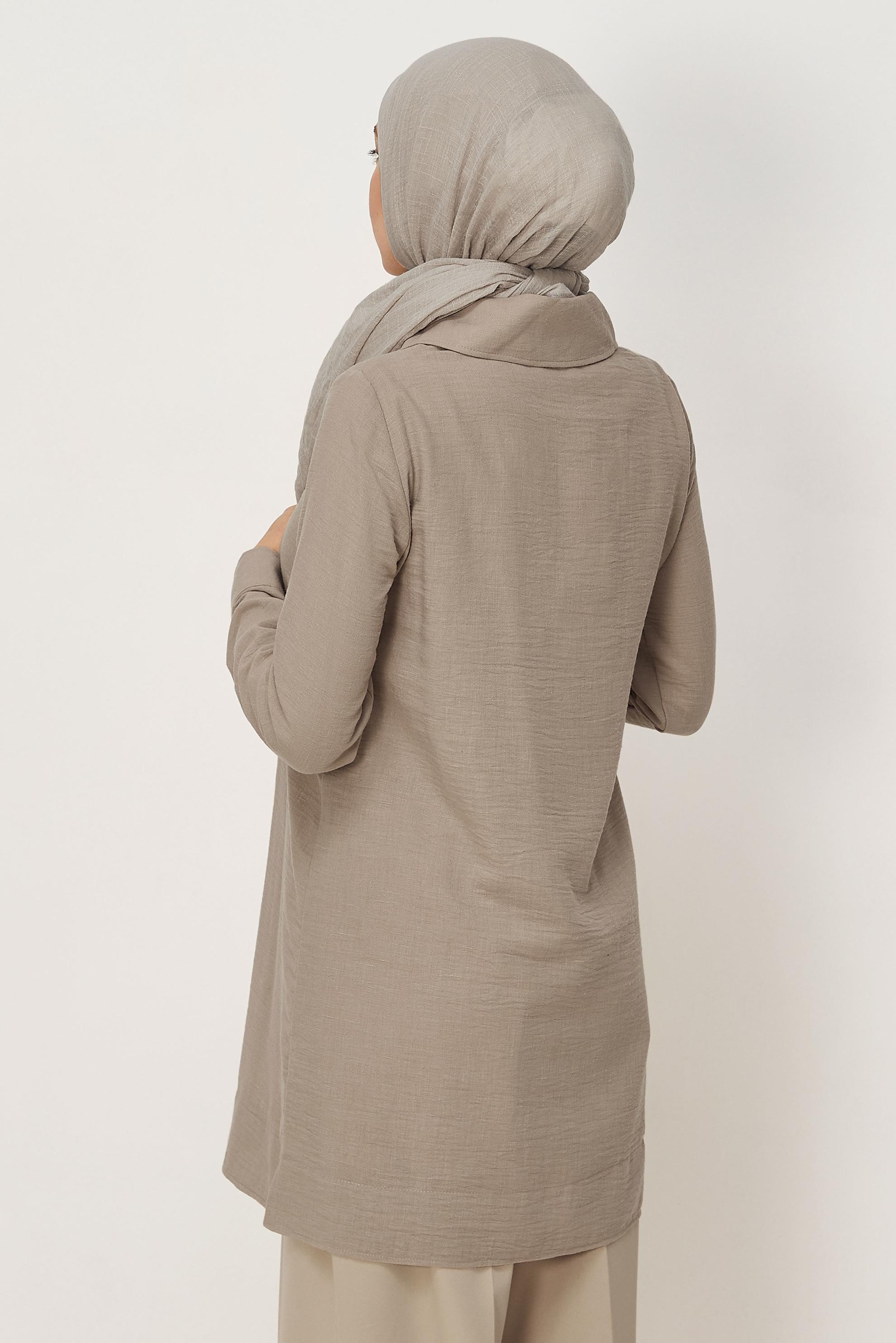 Vêtements hijab BEIGE TUNIQUE DÉTAILLÉE À PRESSION 45733