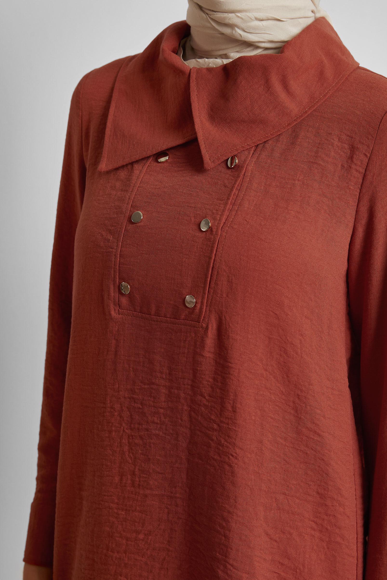 Tesettür giyim TURUNCU ÇITÇIT DETAYLI TUNİK 45733