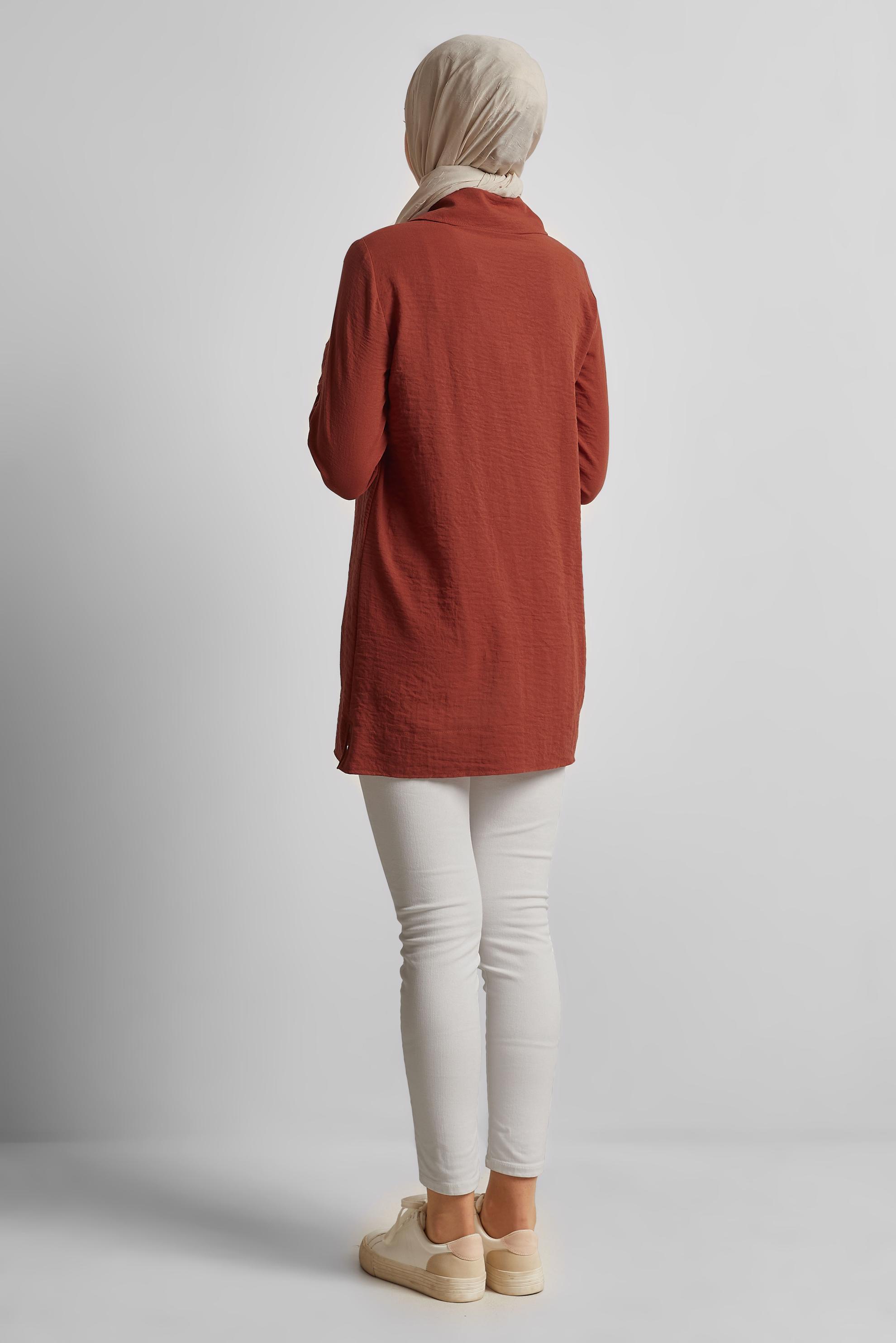 Tesettür giyim TURUNCU ÇITÇIT DETAYLI TUNİK 45733