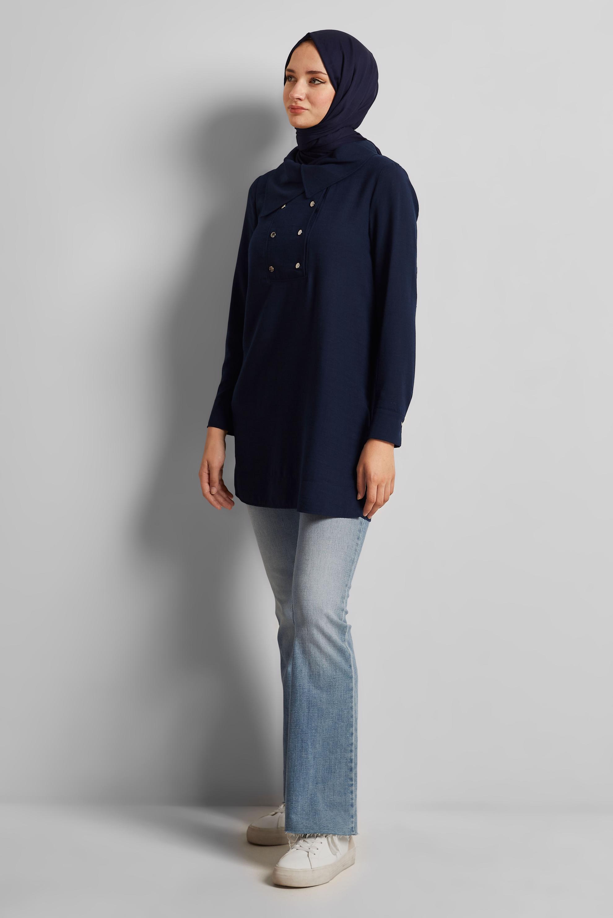 Tesettür giyim LACİVERT ÇITÇIT DETAYLI TUNİK 45733