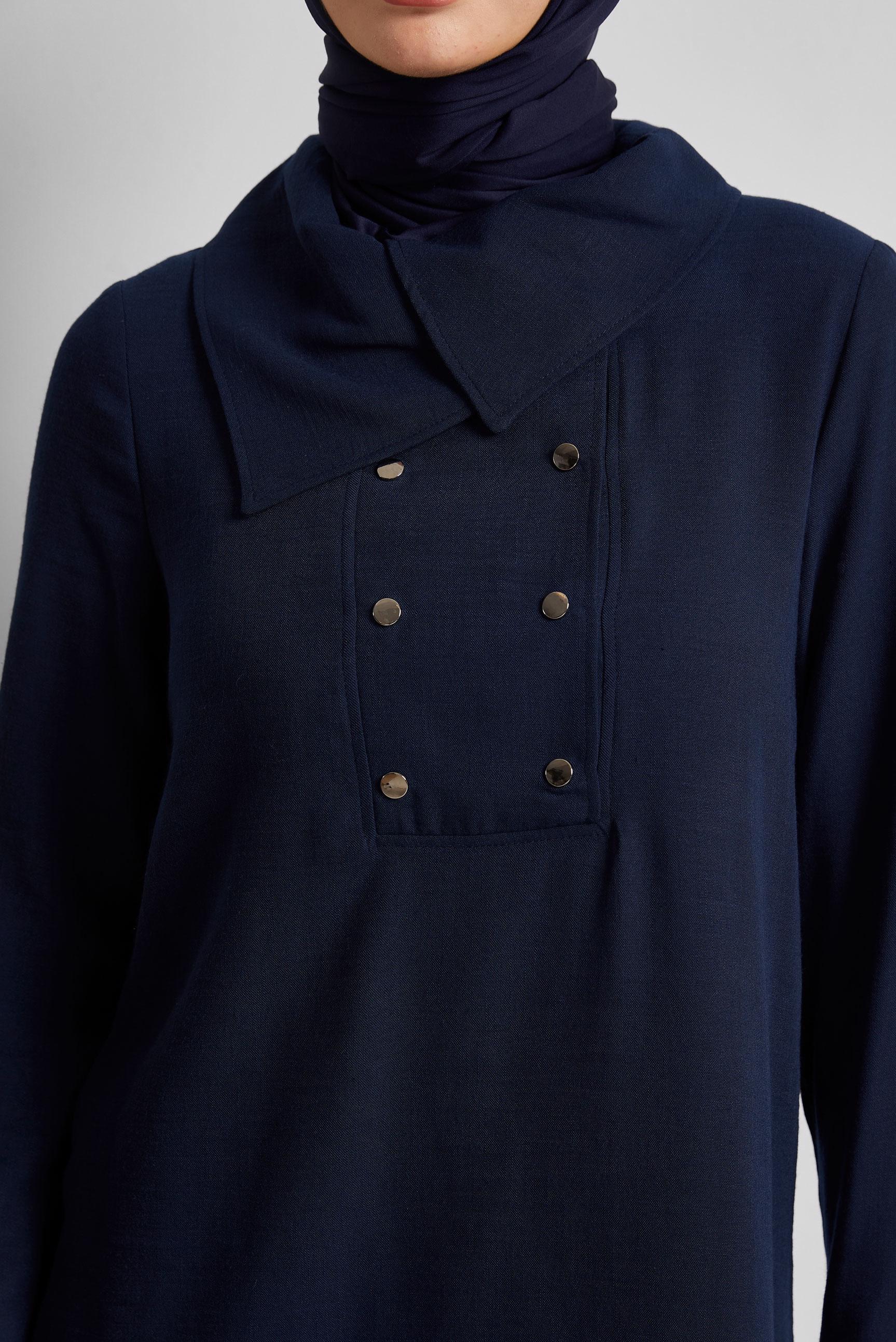 Tesettür giyim LACİVERT ÇITÇIT DETAYLI TUNİK 45733