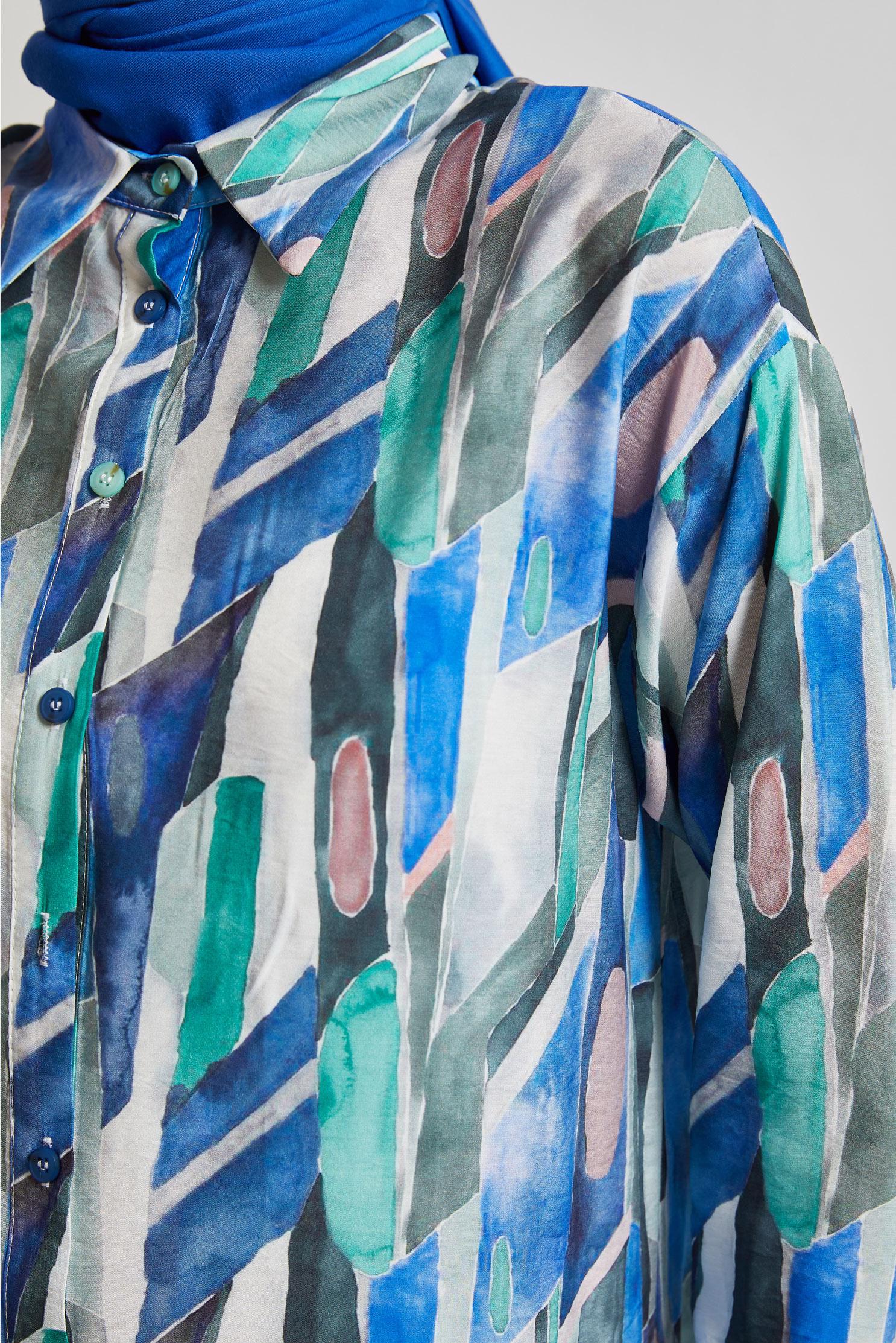 Tesettür giyim LACİVERT DESENLİ TUNİK 45746