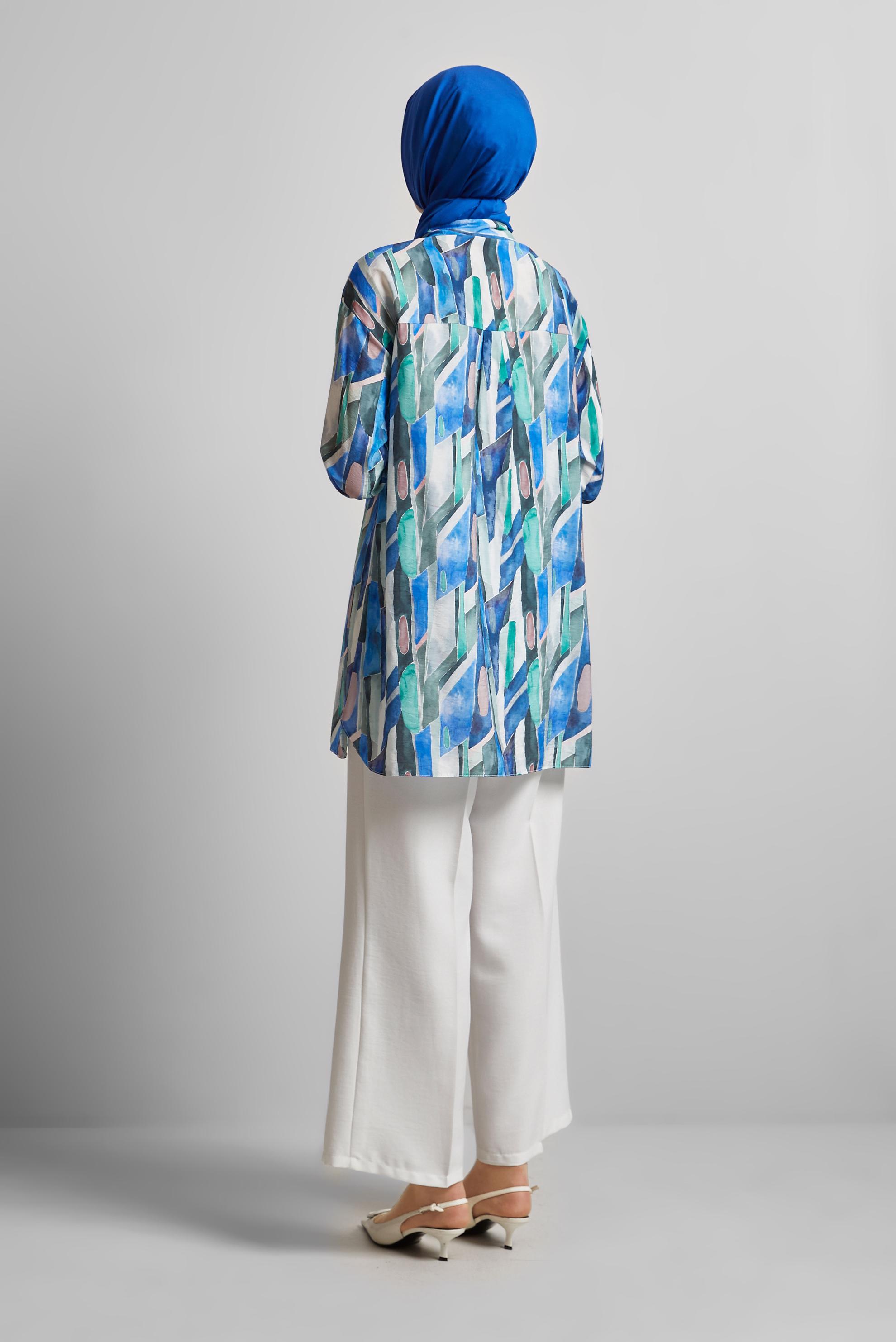 Tesettür giyim LACİVERT DESENLİ TUNİK 45746