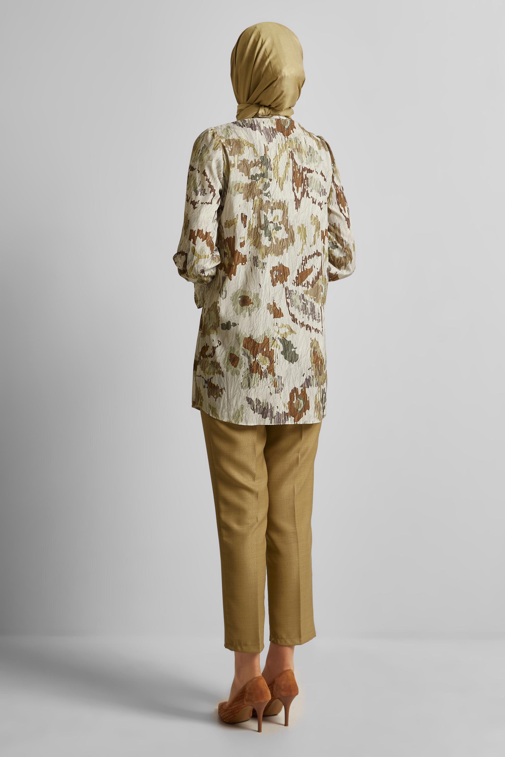 Tesettür giyim KAHVE DESENLİ TUNİK 45748