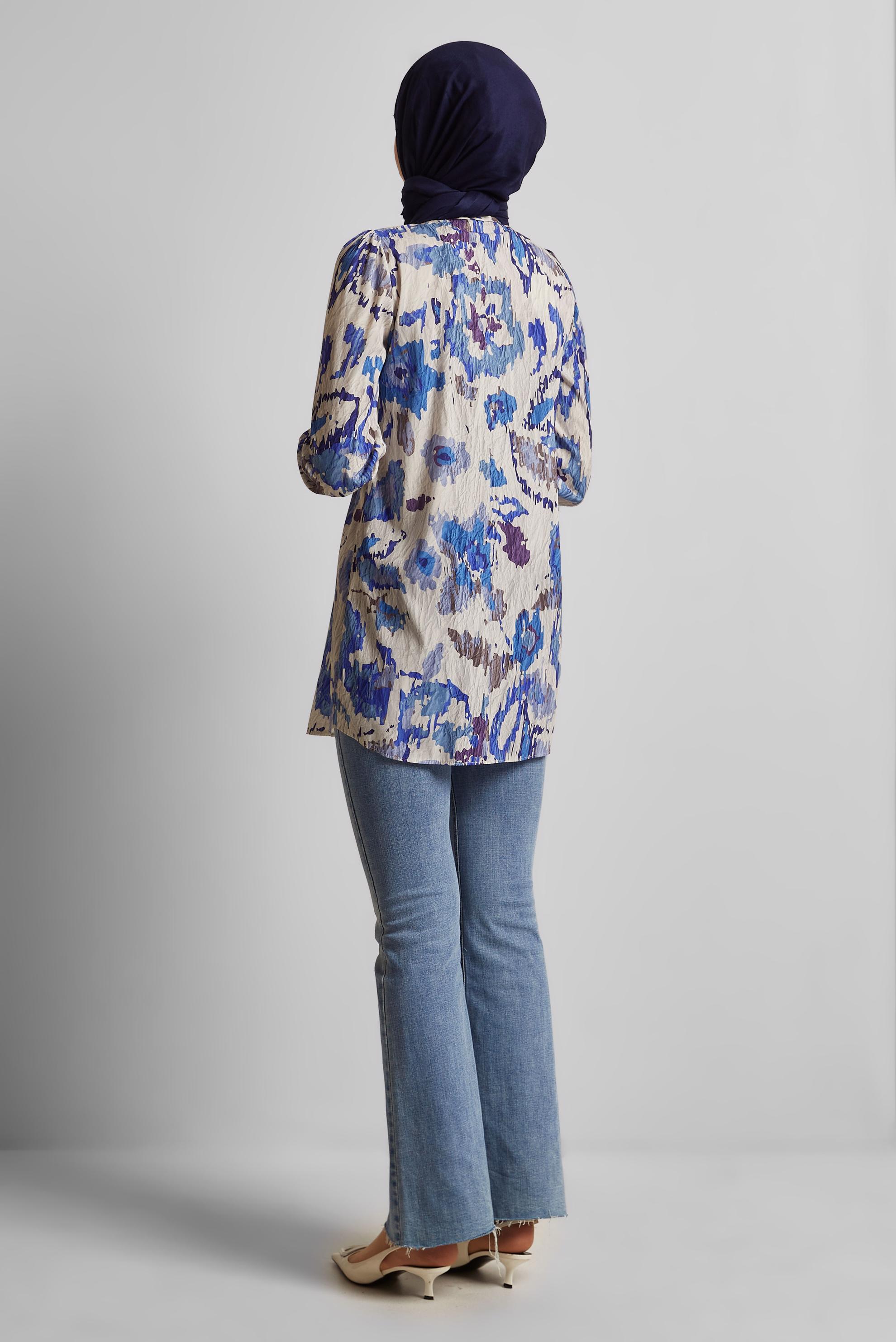 Tesettür giyim LACİVERT DESENLİ TUNİK 45748