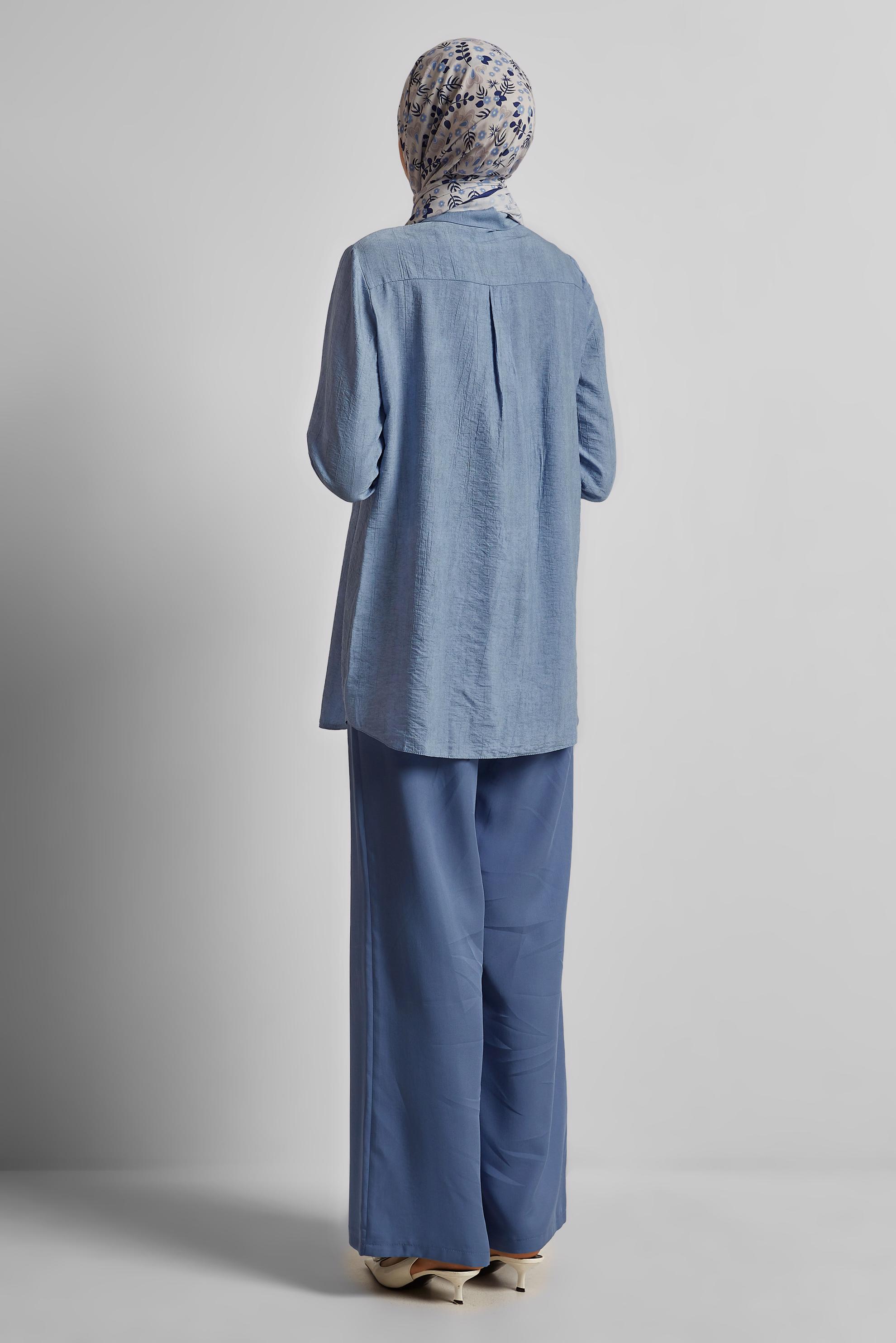 Vêtements hijab BLEU TUNIQUE COL CHEMISE 45764