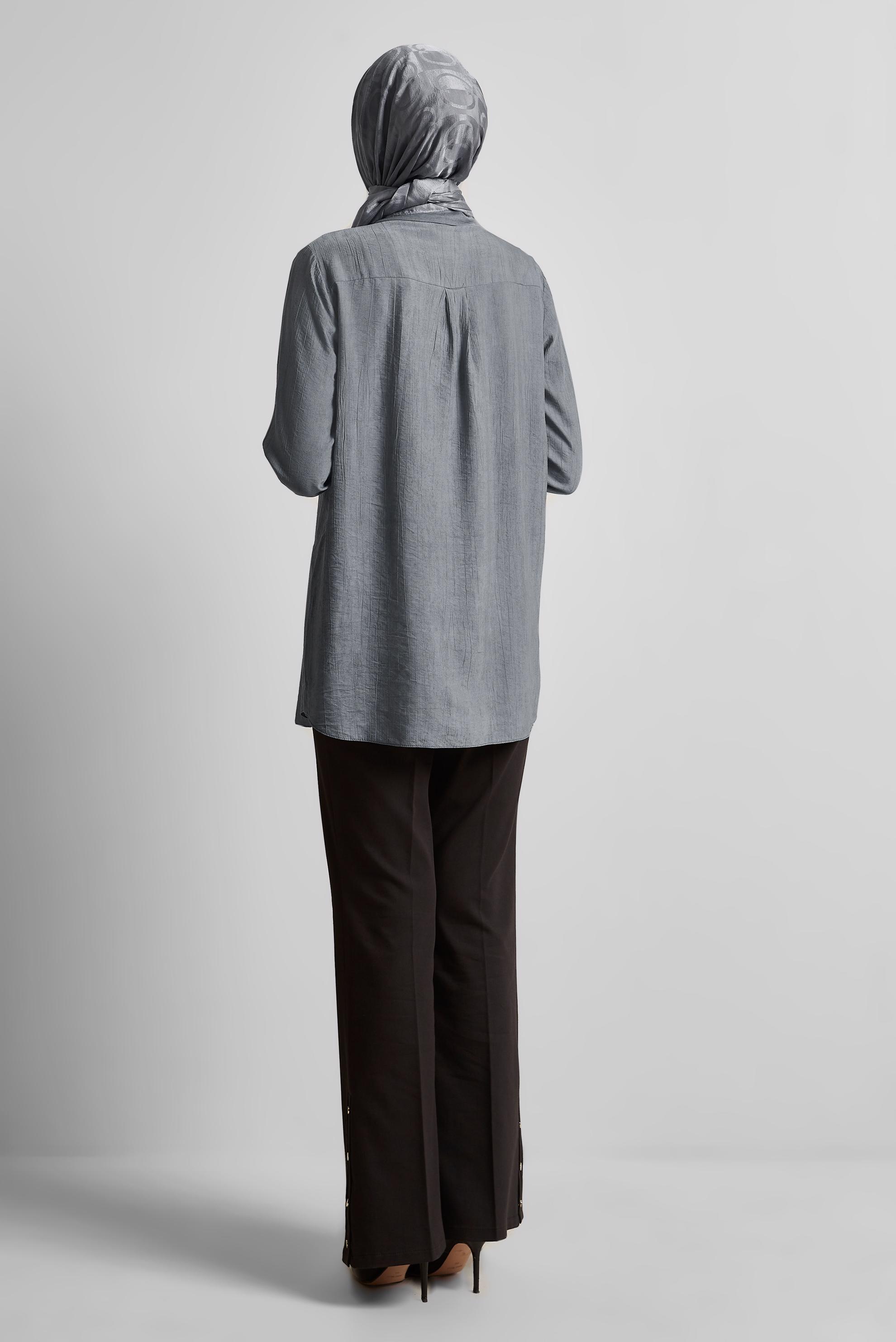 Vêtements hijab GRIS TUNIQUE COL CHEMISE 45764