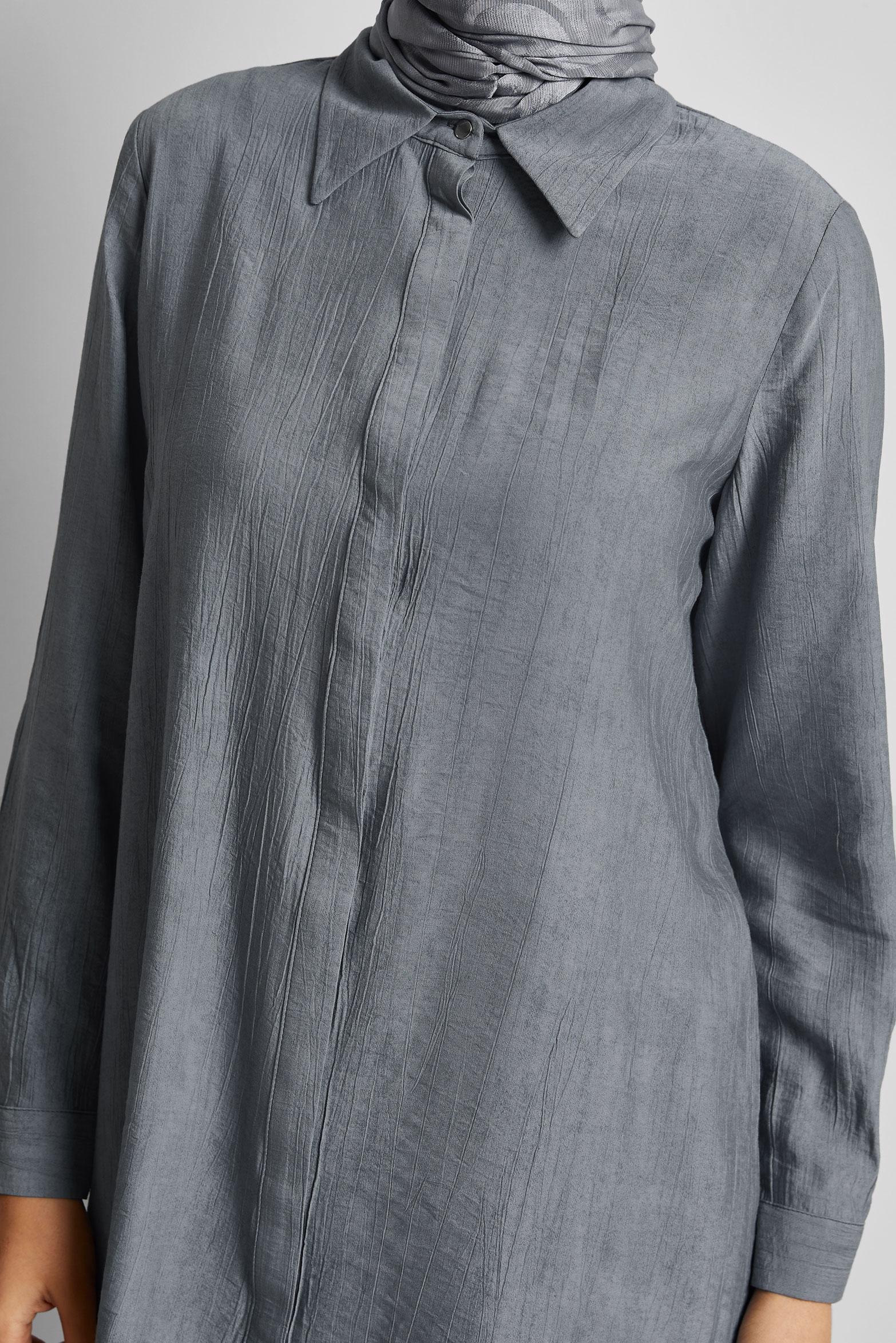 Vêtements hijab GRIS TUNIQUE COL CHEMISE 45764