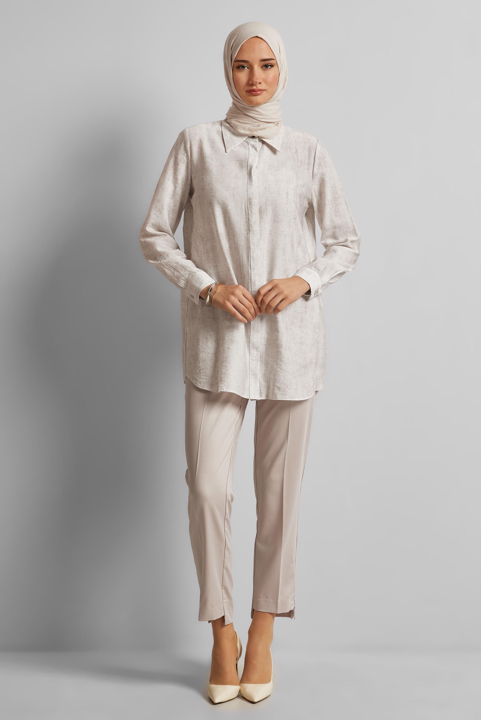 Vêtements hijab ÉCRUE TUNIQUE COL CHEMISE 45764